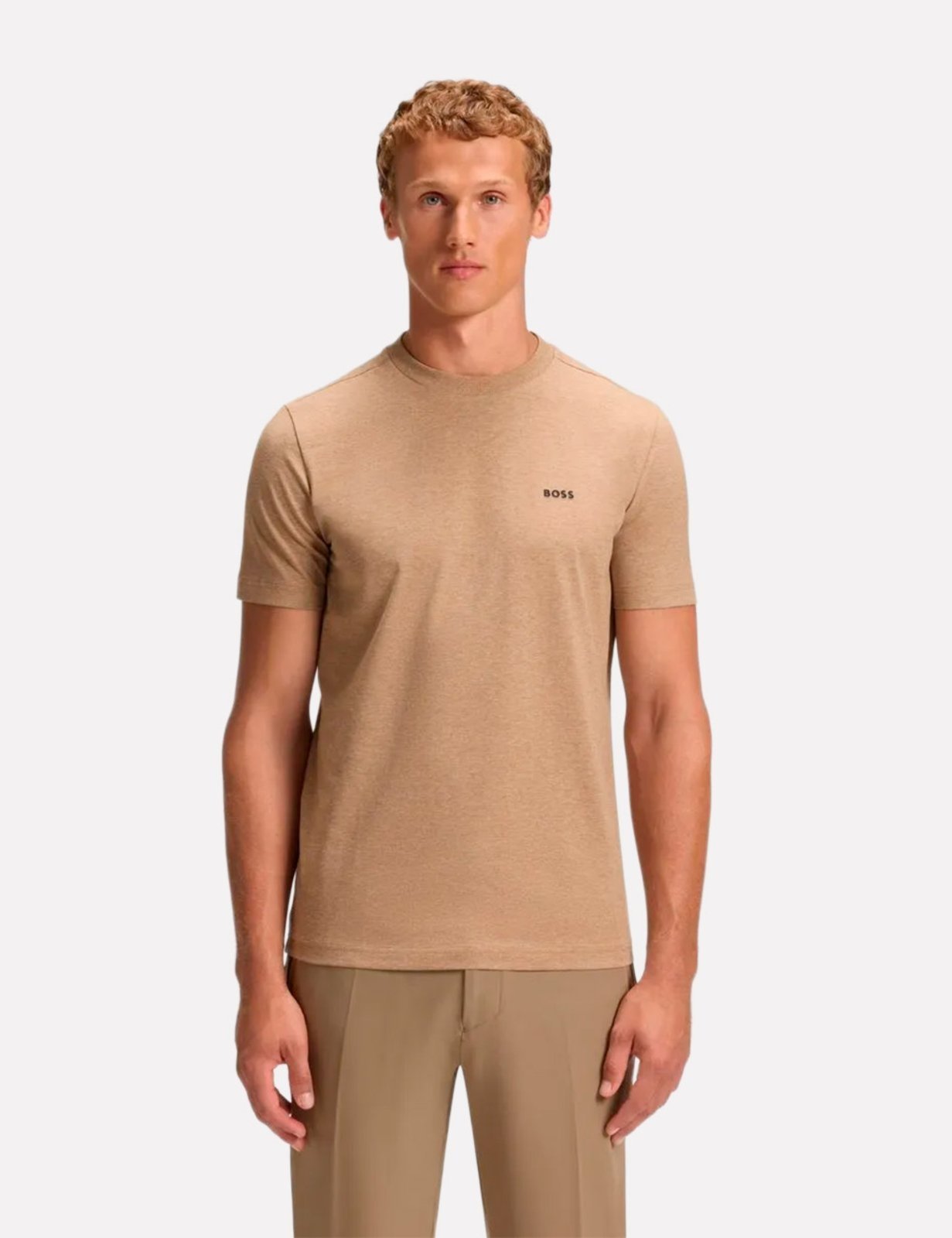 Camiseta Hugo Boss Masculina Regular Fit Stretch Tee 266 Marrom Mescla
