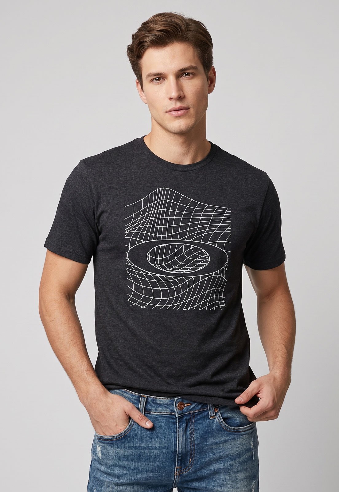 Camiseta Masculina Oakley TRN GRID W Cinza Escuro