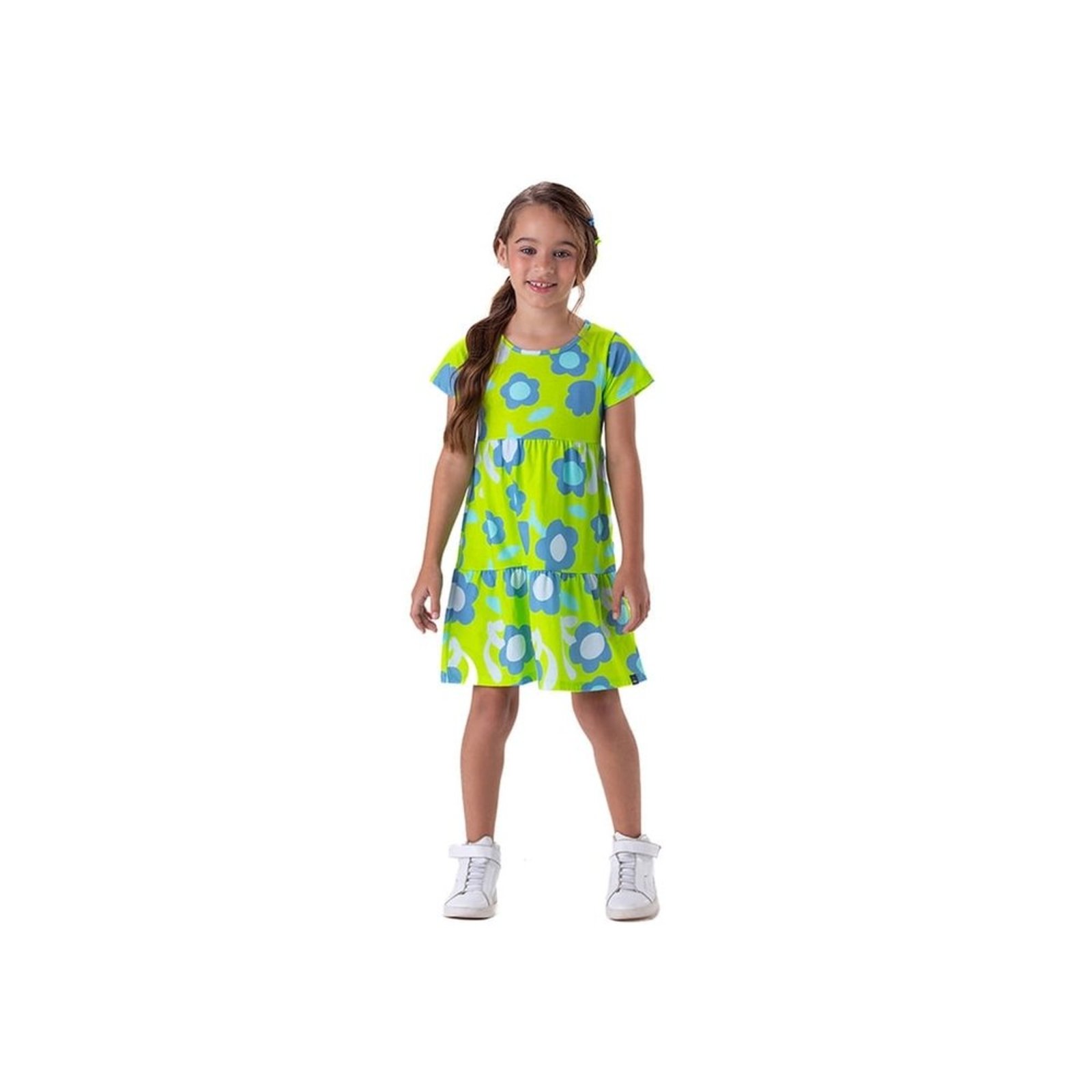 Infantil - Vestido Manga Curta Estampado Menina