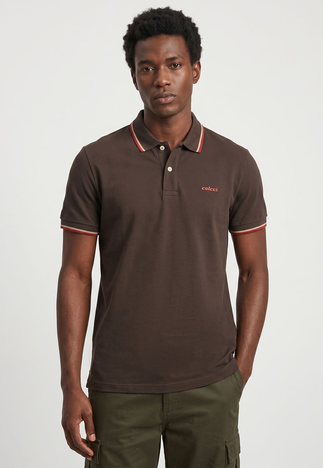Polo Masculina Colcci Logo Marrom