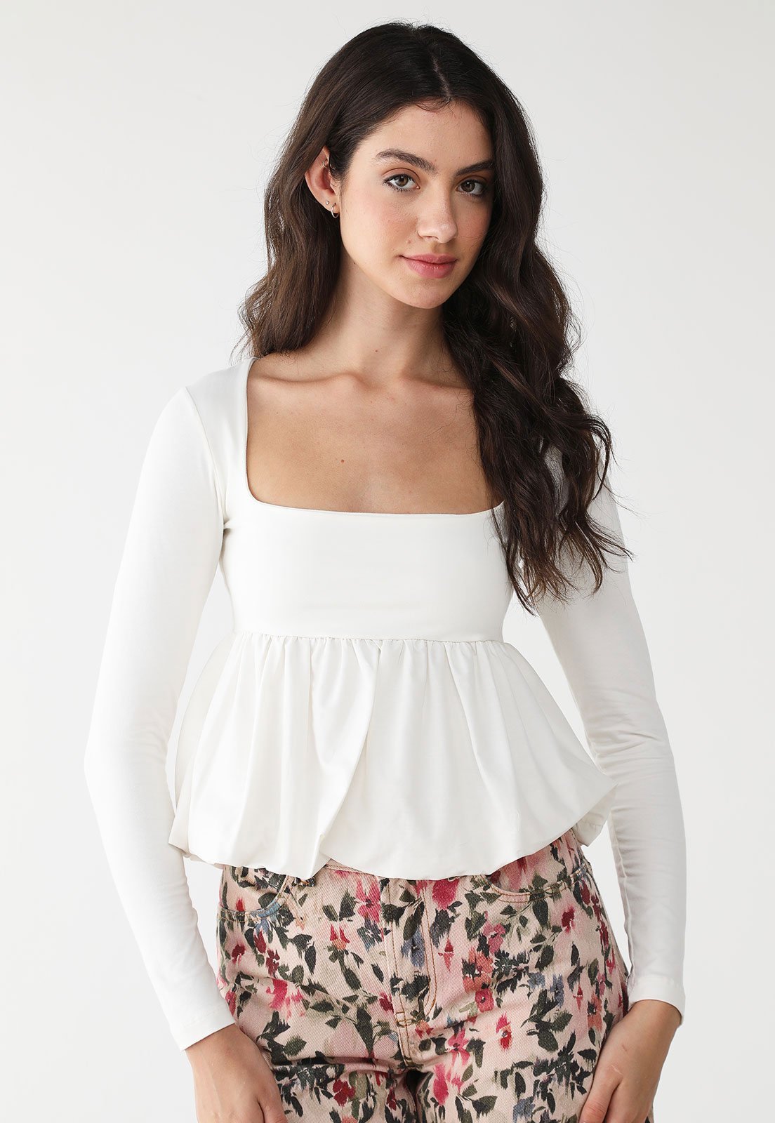 Blusa FARM Acinturada Balonê Branca