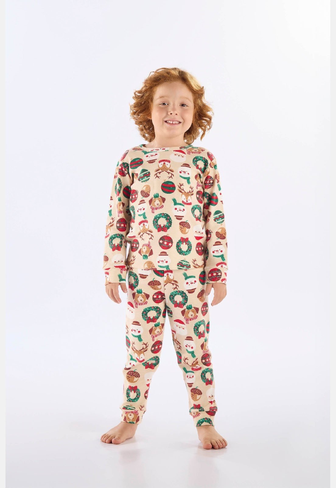 Vista 2 Pijama Longo Natalino Suedine Up Baby bege Up Baby bege