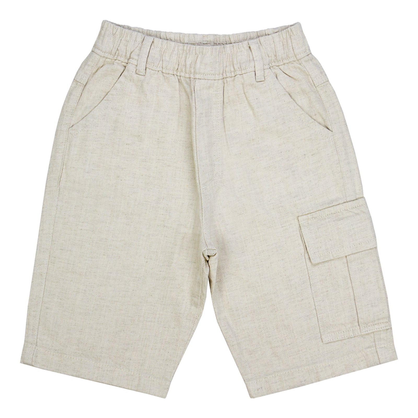 Vista 3 Infantil - Bermuda Juvenil Look Jeans Cargo Linho bege Look Jeans bege