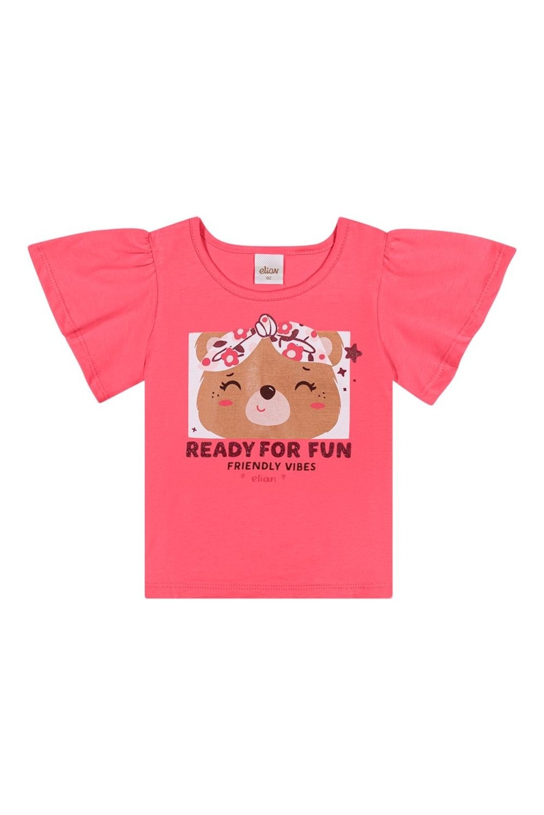 Infantil - Blusa Menina Ursinha Glitter Elian Coral