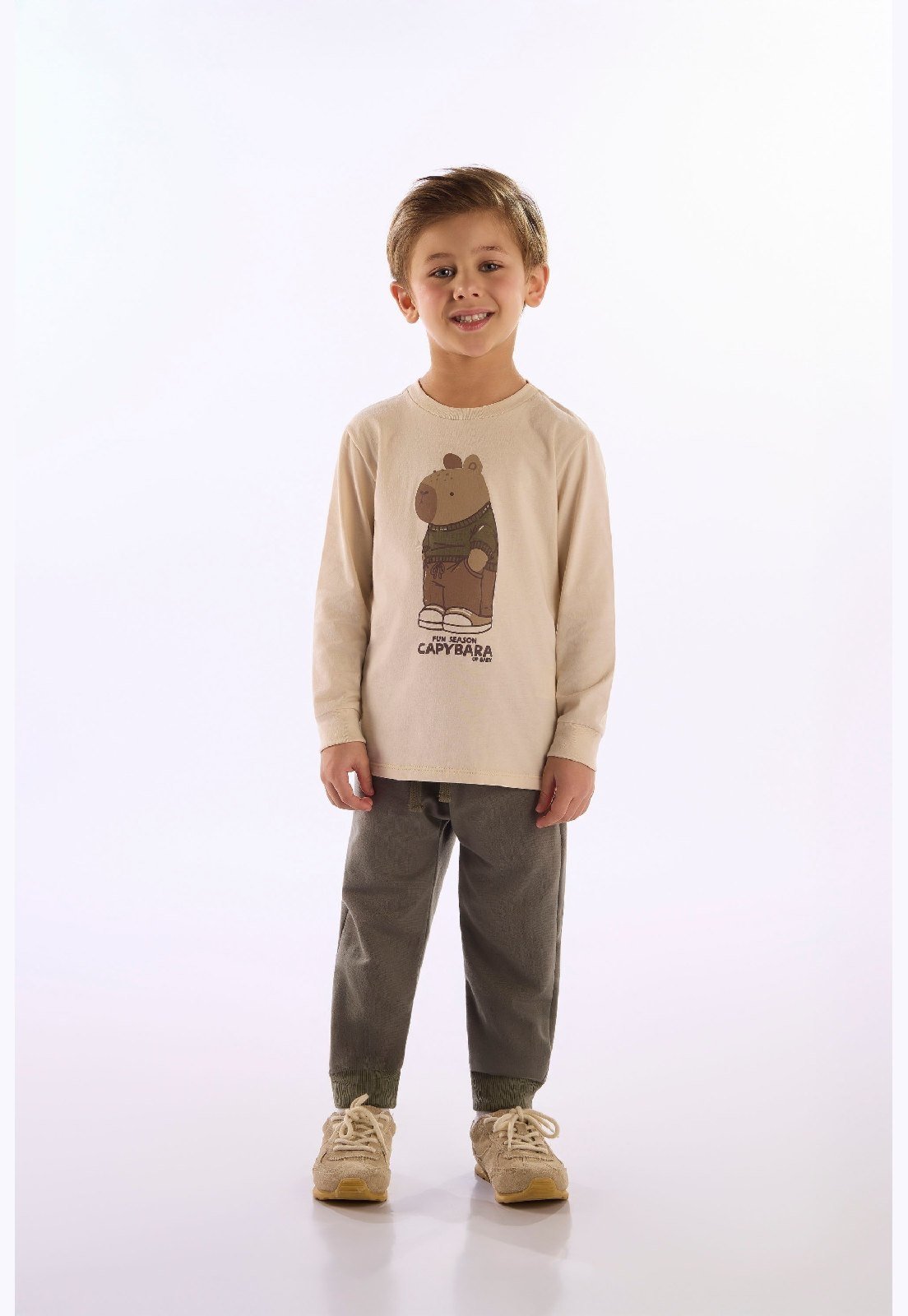 Infantil - Conjunto Masculino Capivara Up Baby Bege