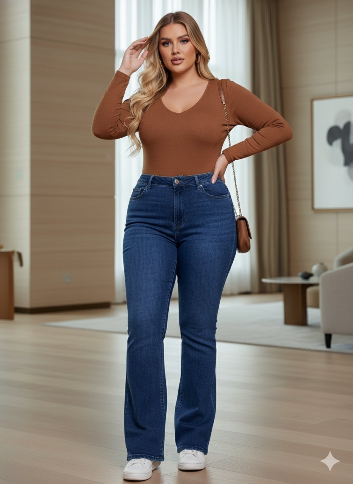 Calça Jeans Feminina Flare Boca de Sino Confortavel e Basica