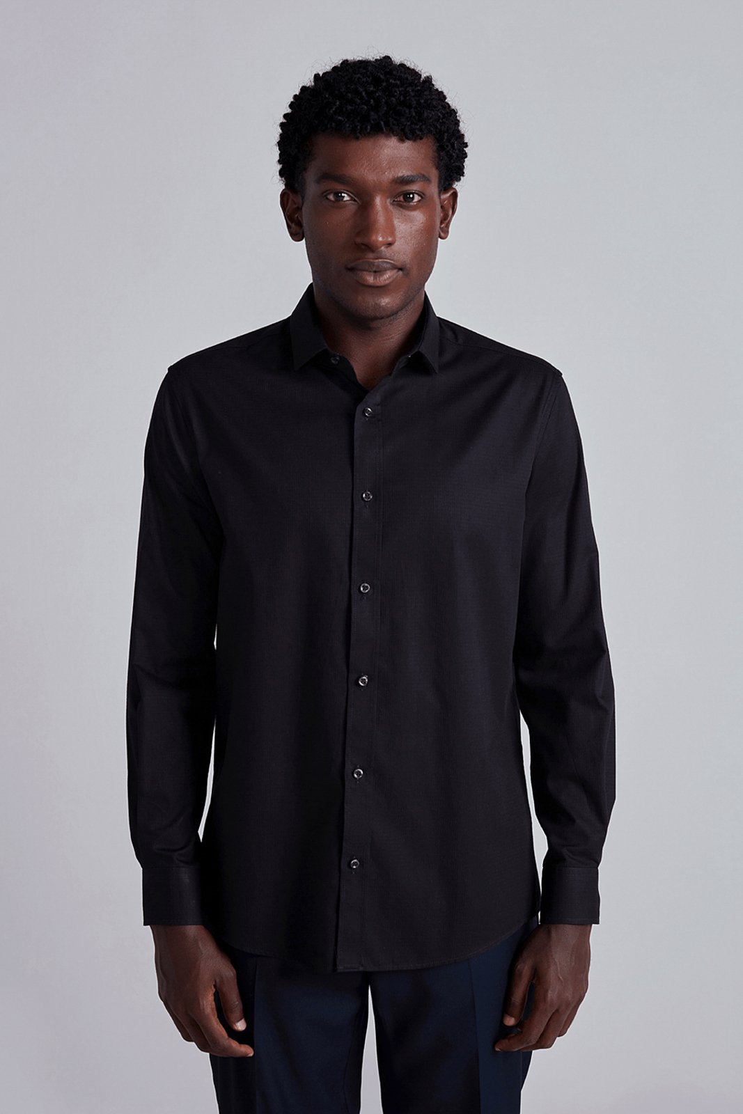 HIGHSTIL Camisa Social Lisa Algodão Egípcio Slim Fit - Preto