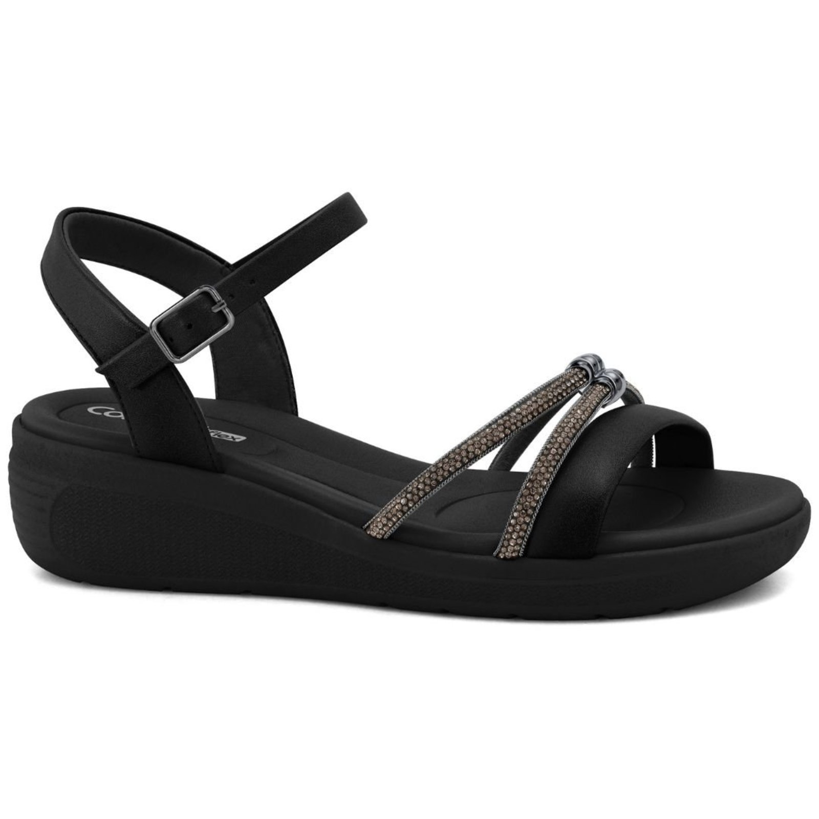 Sandália Feminina Anabela Leve Comfortflex 2686404 - Preto
