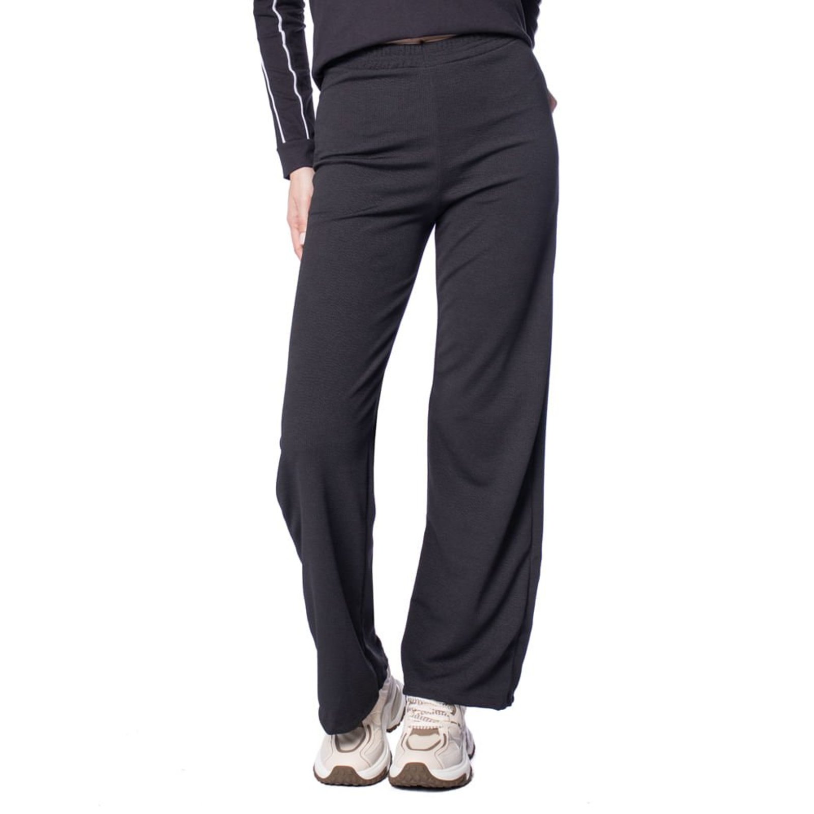 Calça Feminina Feliny Wide Leg Texturizada Preto