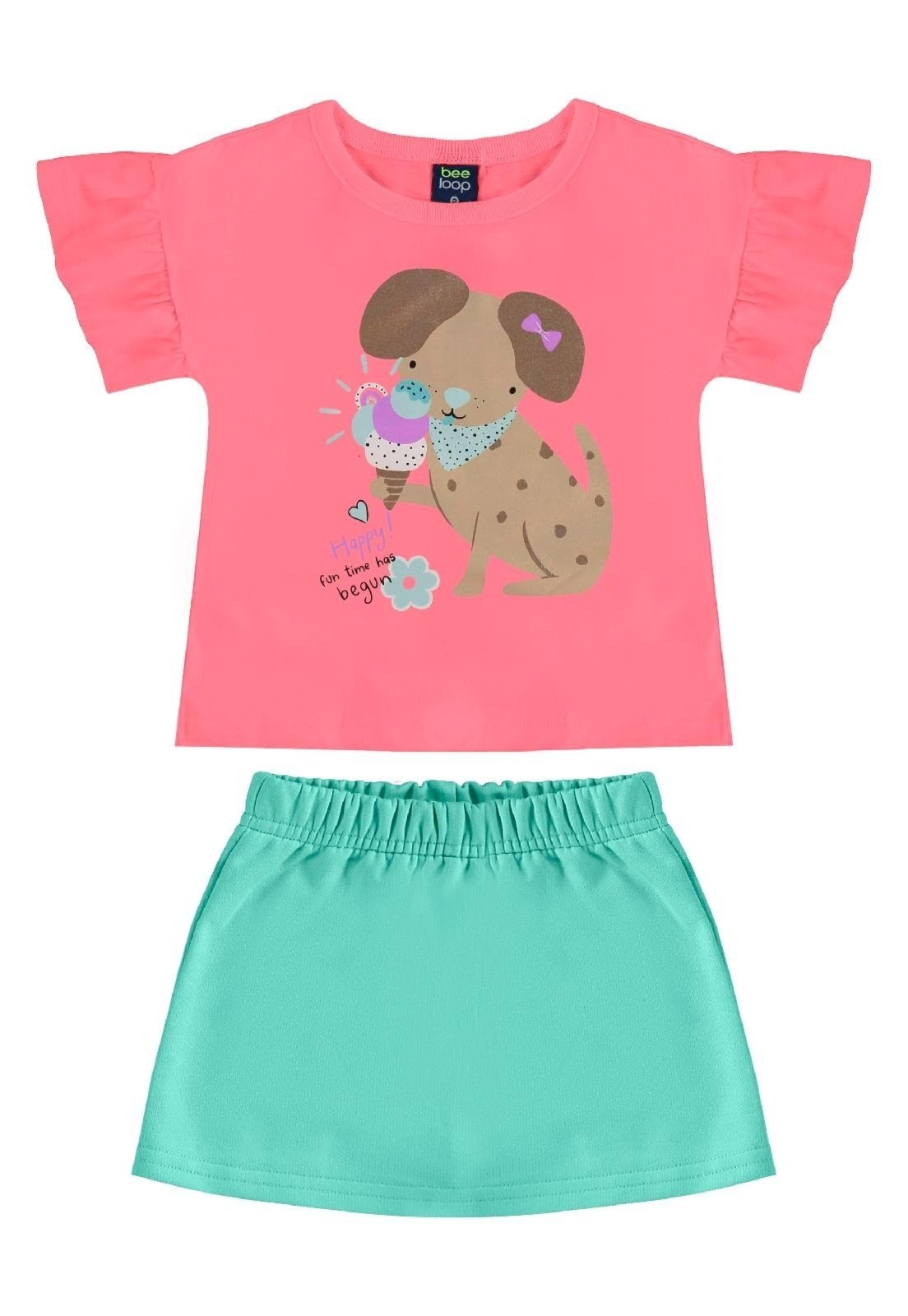 Vista 2 Infantil - Conjunto Blusa Short-Saia Bee Loop rosa Bee Loop rosa