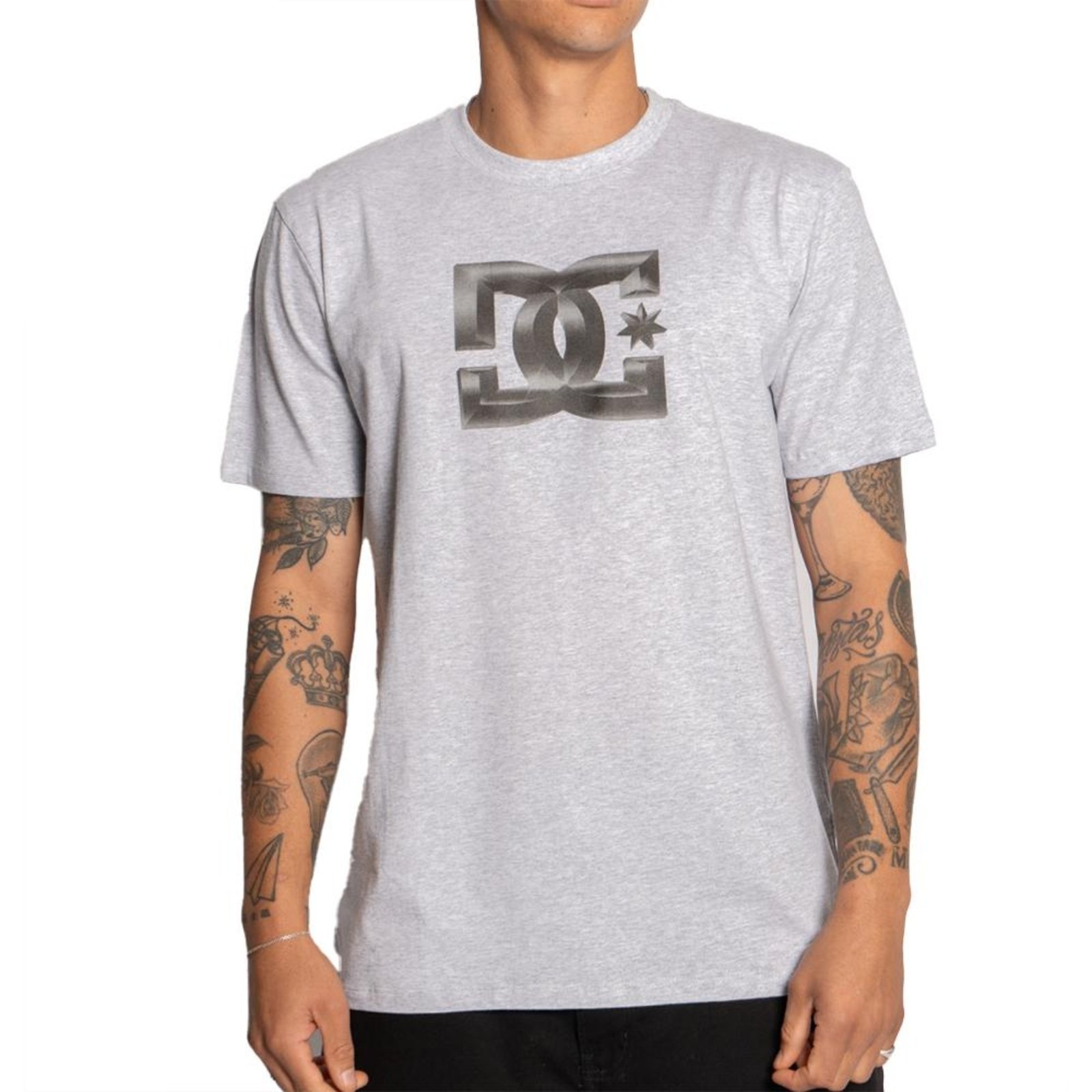 Camiseta DC Shoes DC Star Chrome Silver SM25 Masculina Cinza