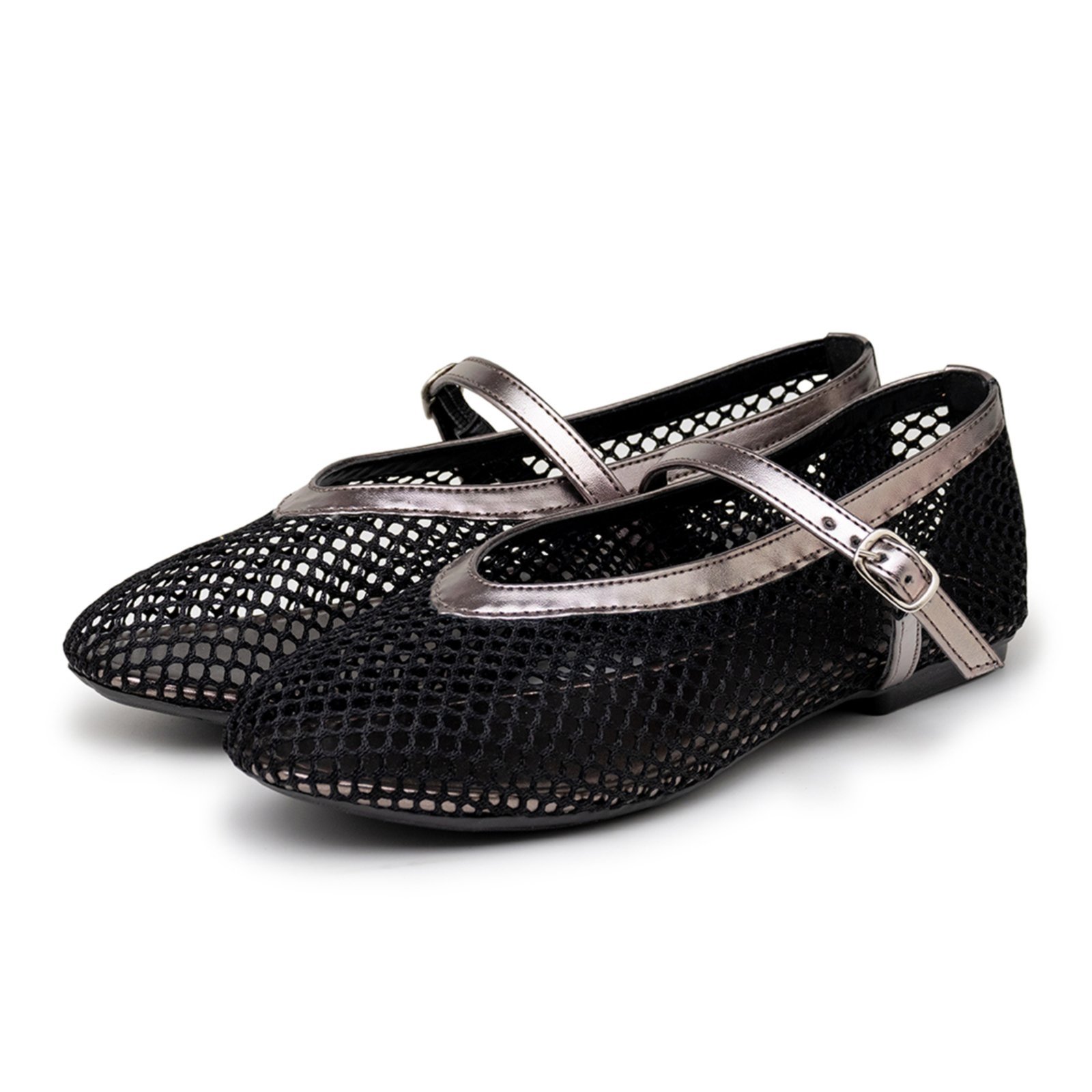 Sapatilha Feminina Boneca Preta Tela Fivela 5400 Preto Onix