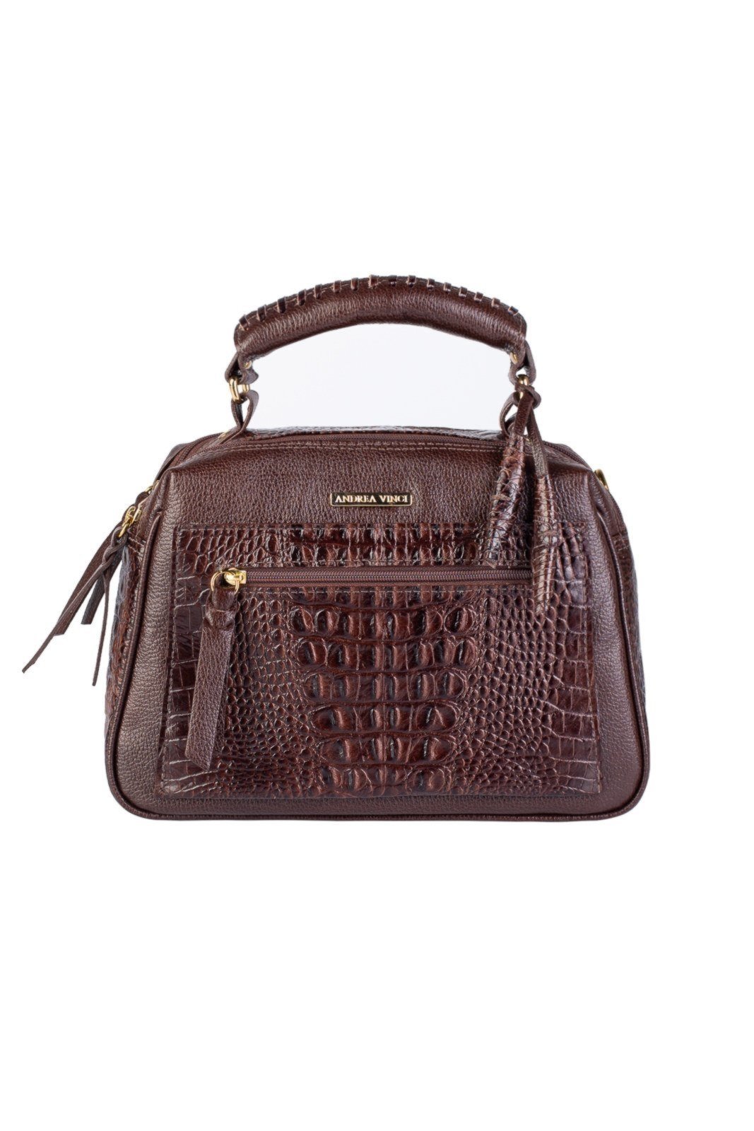 Bolsa pequena de couro croco Ruth – Café