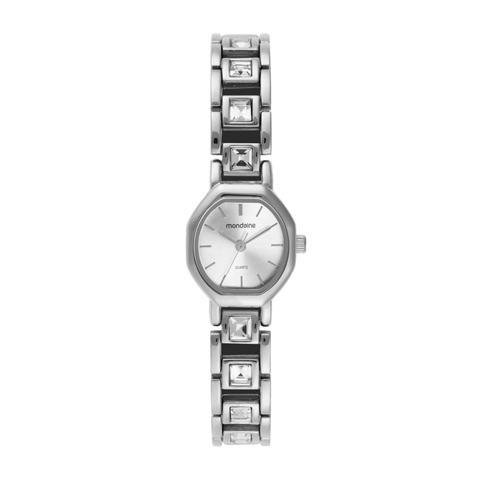 Relógio Mondaine Feminino Facetado Cristais Prata Mondaine