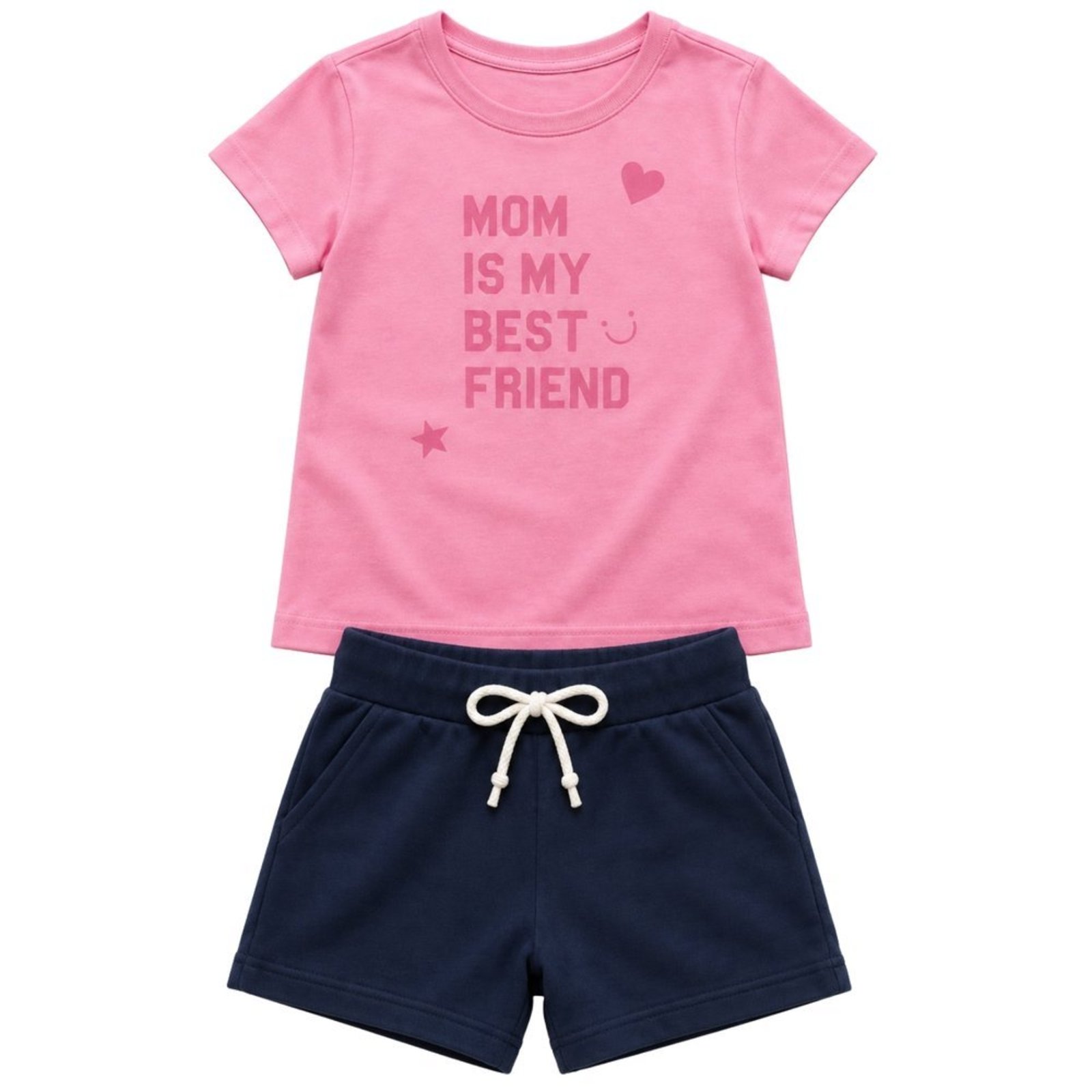 Infantil - Conjunto Menina Blusa Meia Malha Bermuda Moletinho