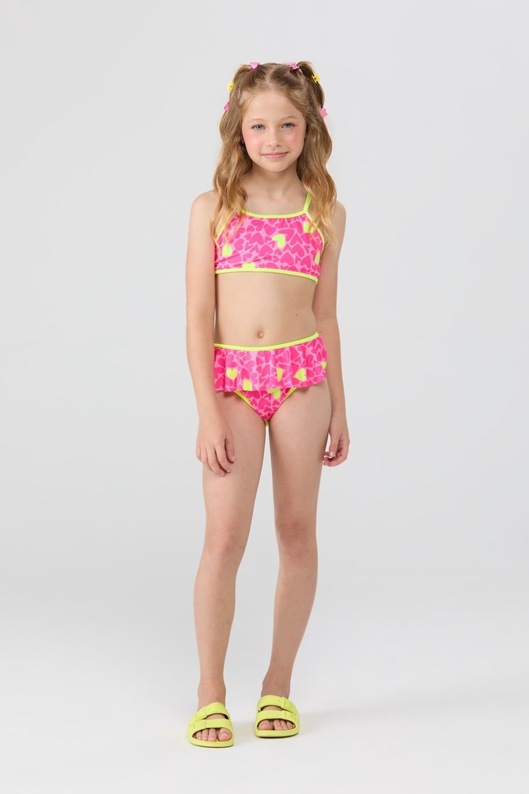 Conjunto Praia Feminino UV50+ Top Regata Corações
