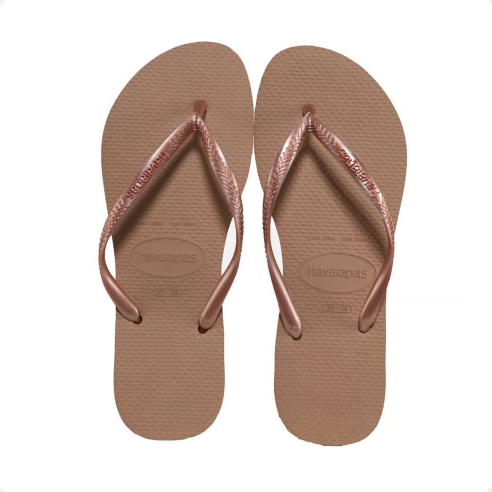 Vista 2 Chinelo Feminino Dedo Havaianas Slim Fc Dourado rosa Havaianas rosa