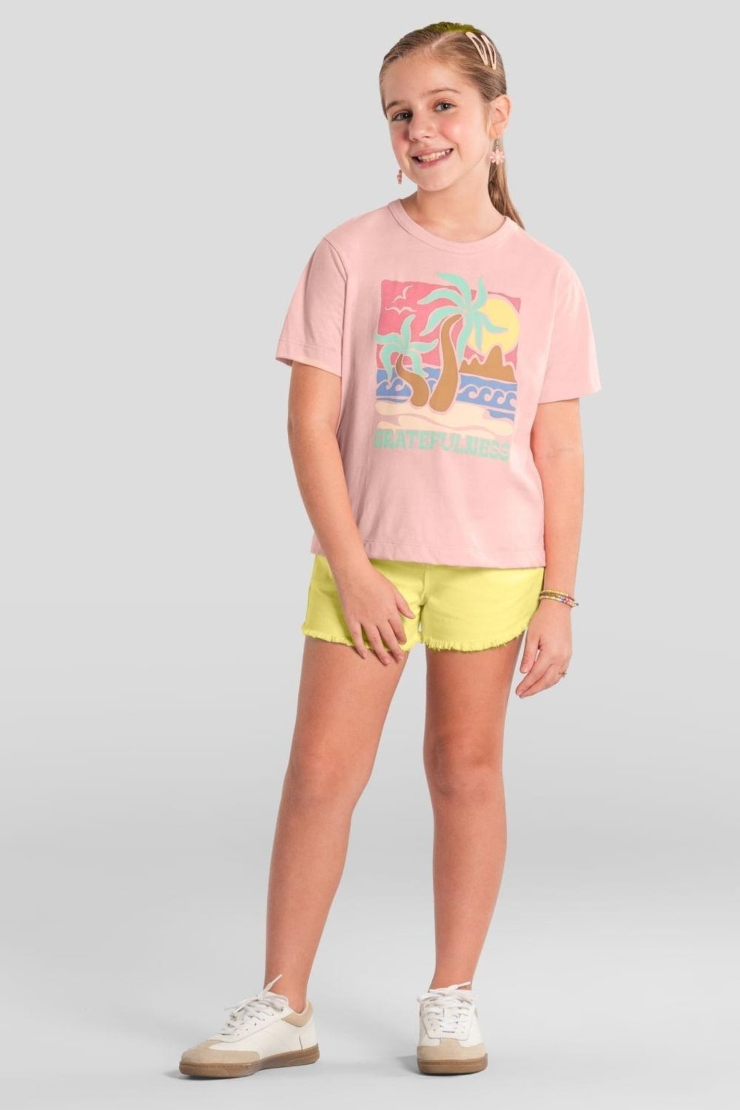 Infantil - Blusa menina com estampa tropical Brandili