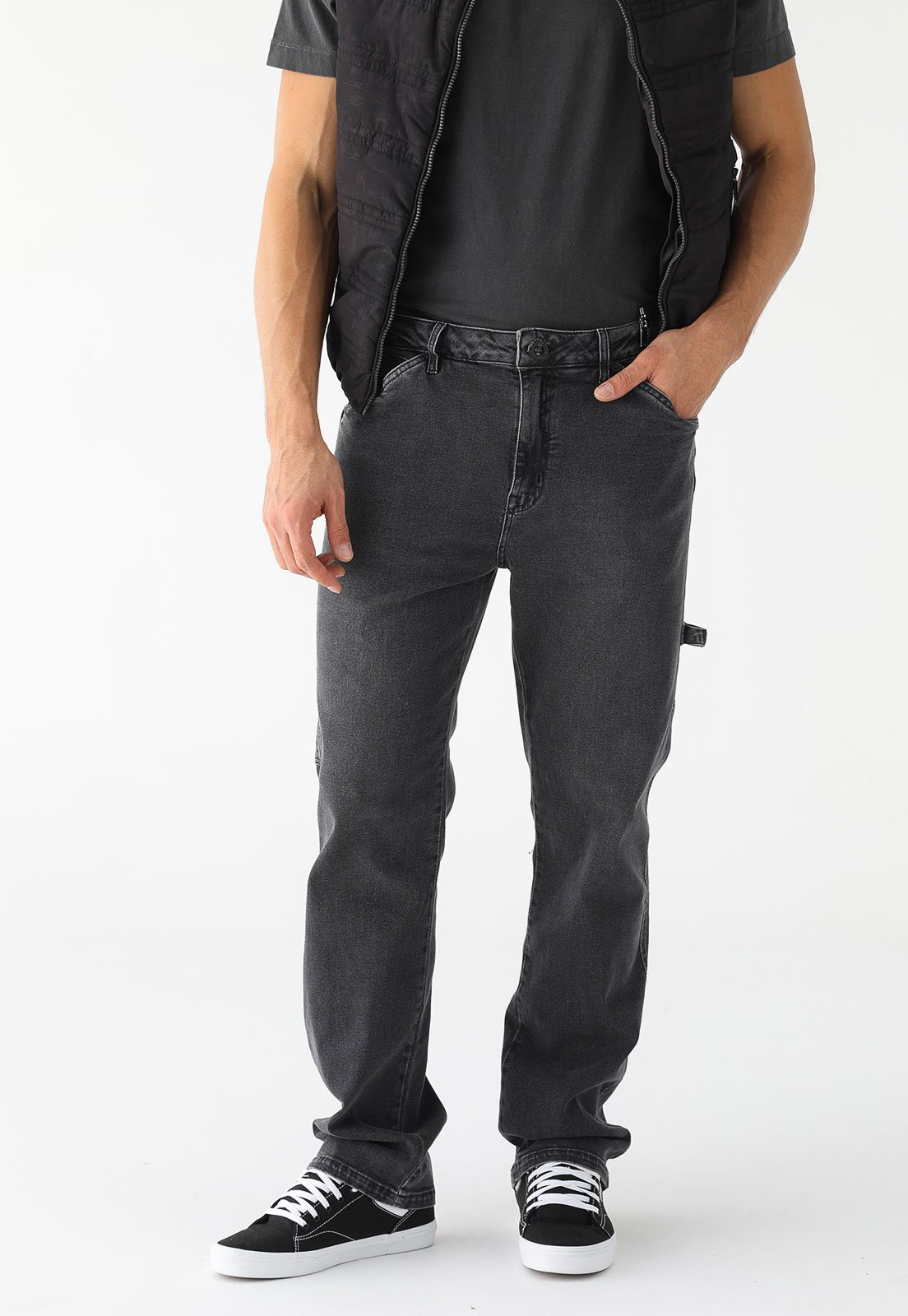 Calça Jeans Volcom Reta Kinkade Preta