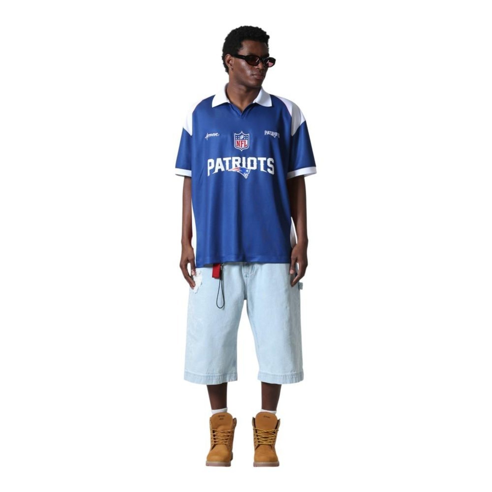 Vista 2 Camisa Polo Approve X NFL Logo II New England Patriots azul marinho Approve azul marinho