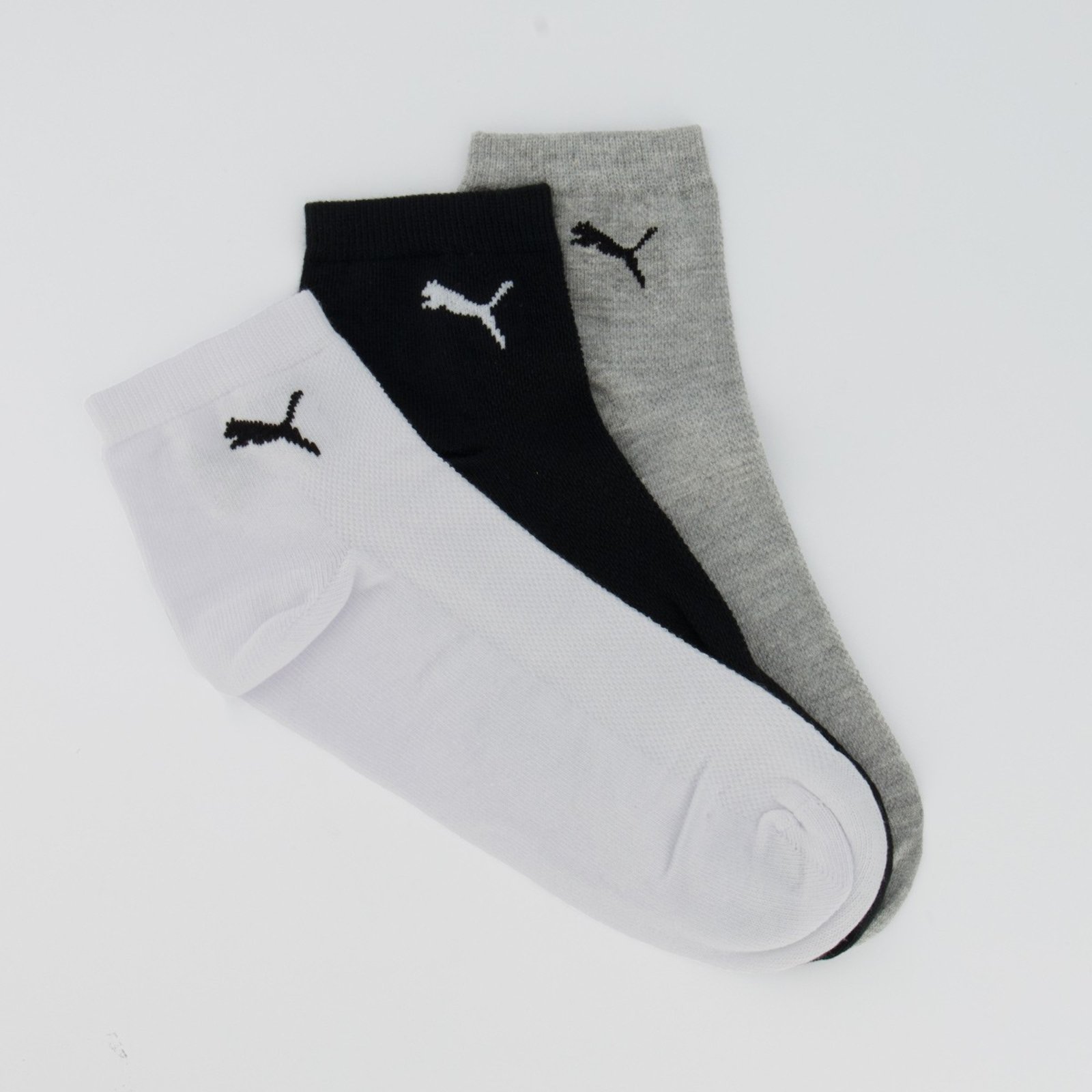 Vista 2 Kit Meia Puma 15 Pares Cano Médio Puma cinza