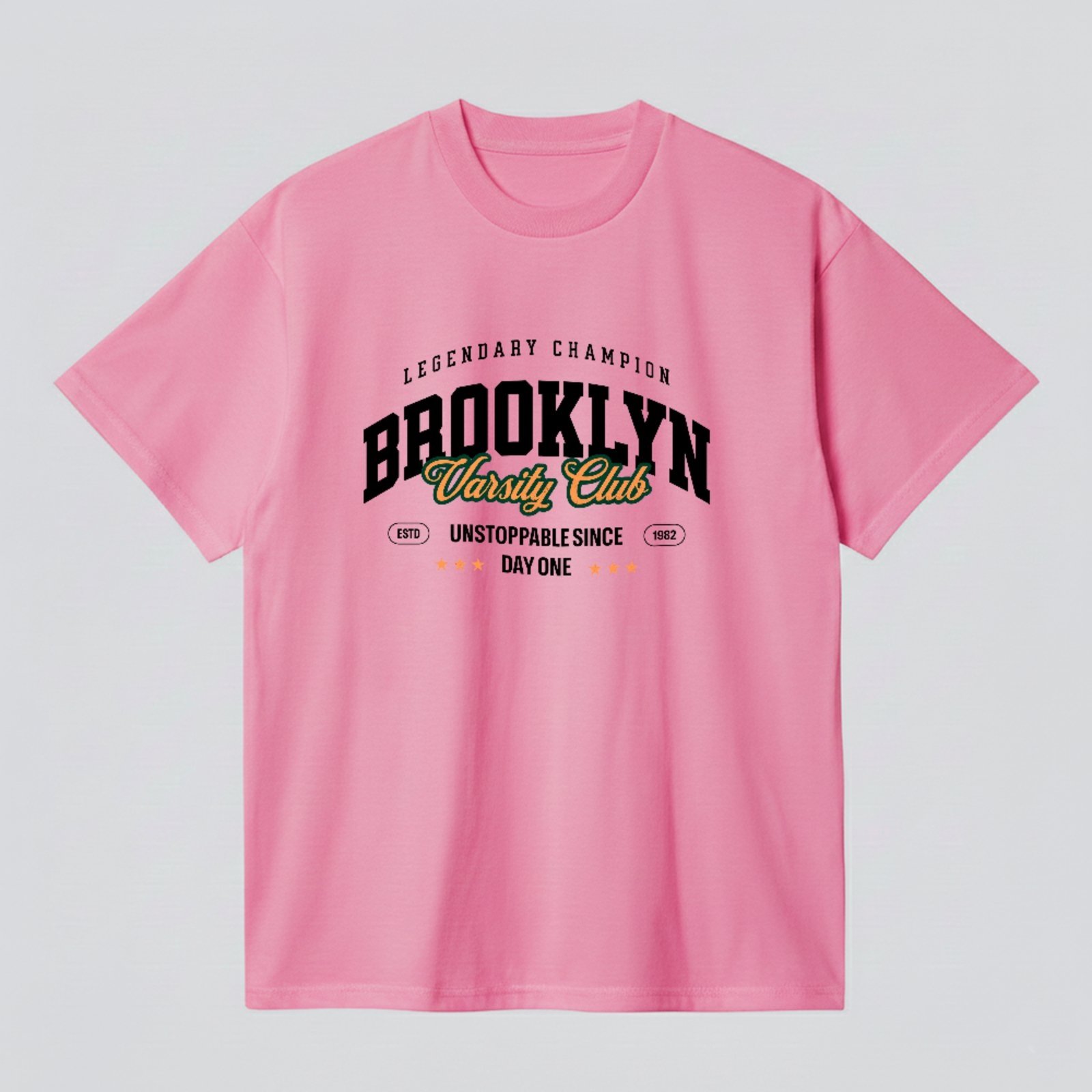 Camiseta Básica Brooklyn Varsity Club Vintage Unissex Rosa