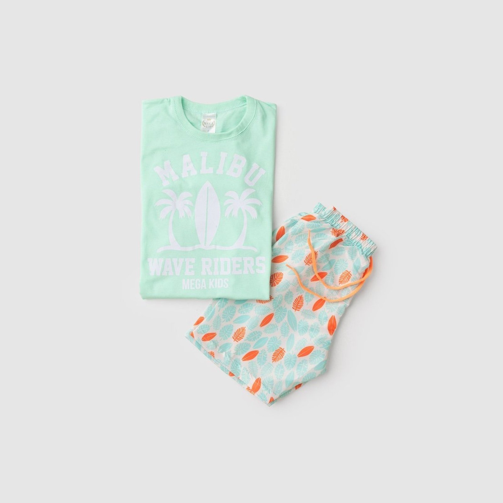 Vista 3 Infantil - Conjunto Verão Masculino Malibu Mega - Verde Mega Kids unico verde Mega Kids unico verde