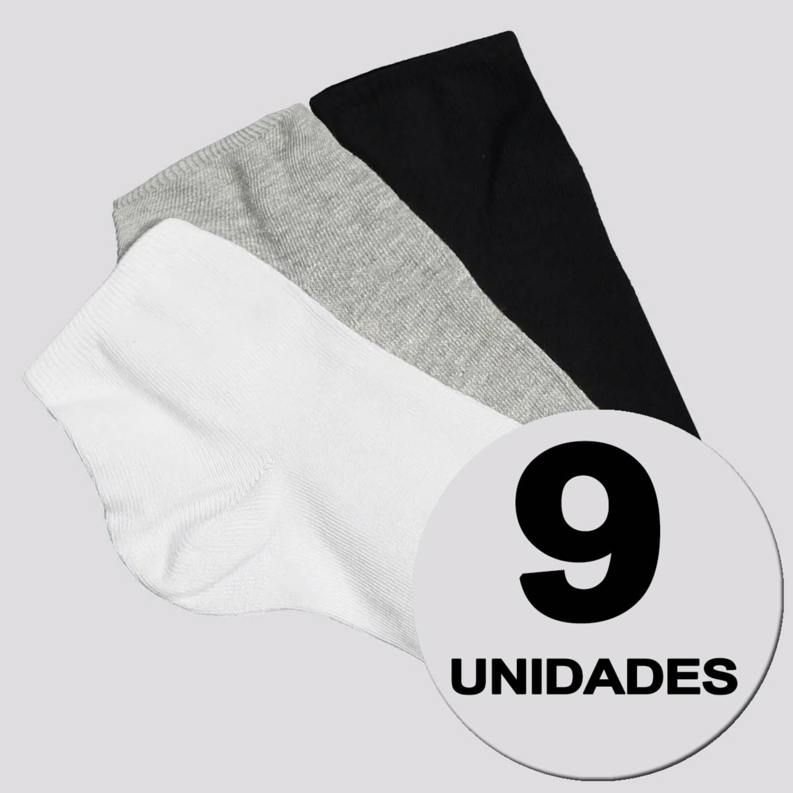 Vista 2 Kit Meia Selene Cano Curto Feminino 9 Pares branco SELENE branco