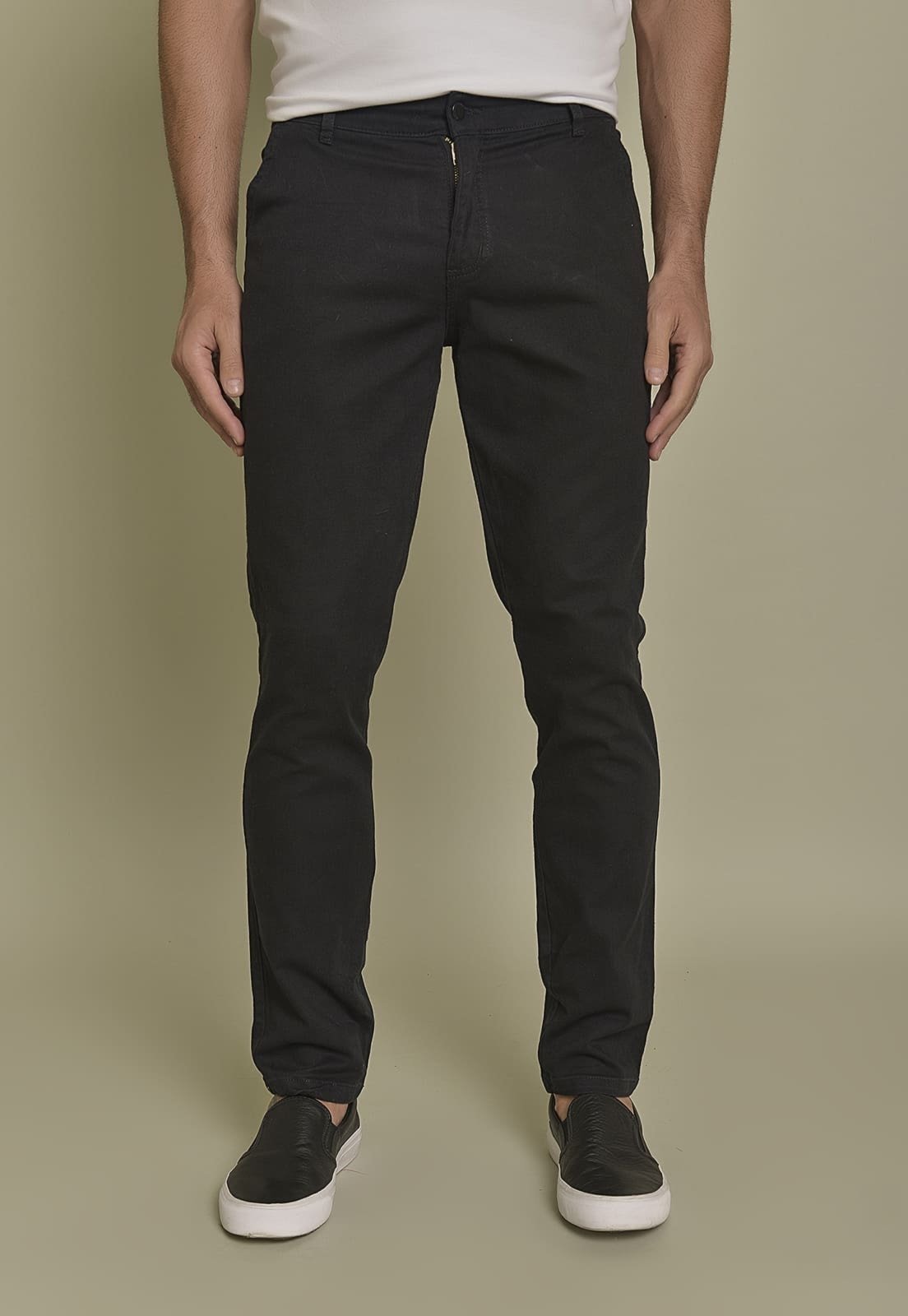 Calça Masculina Slim Fit Sport Fino em Sarja Preto Lemier Collection