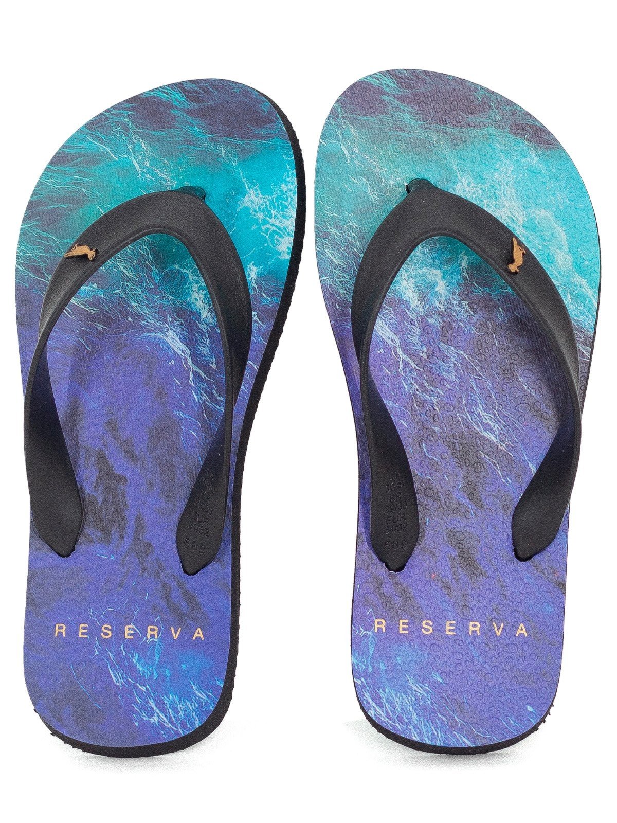 Chinelo Reserva RSV Go Mini Surfing Borracha Confortável Sandália Preto Azul