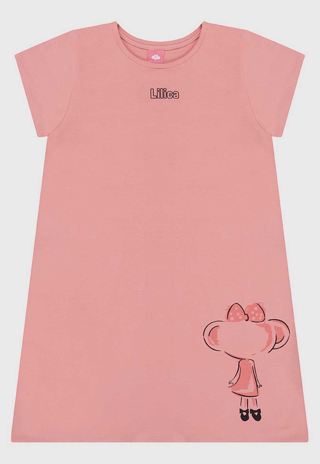 Infantil - Vestido Lilica Ripilica Estampa Personagem Rosa