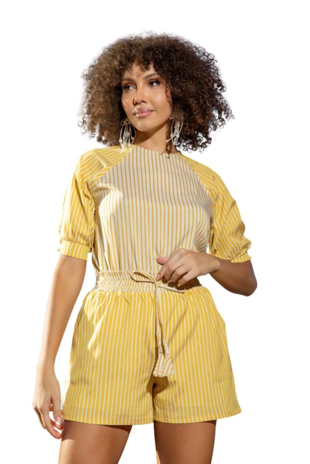 Blusa Vanibele Listrada Mostarda