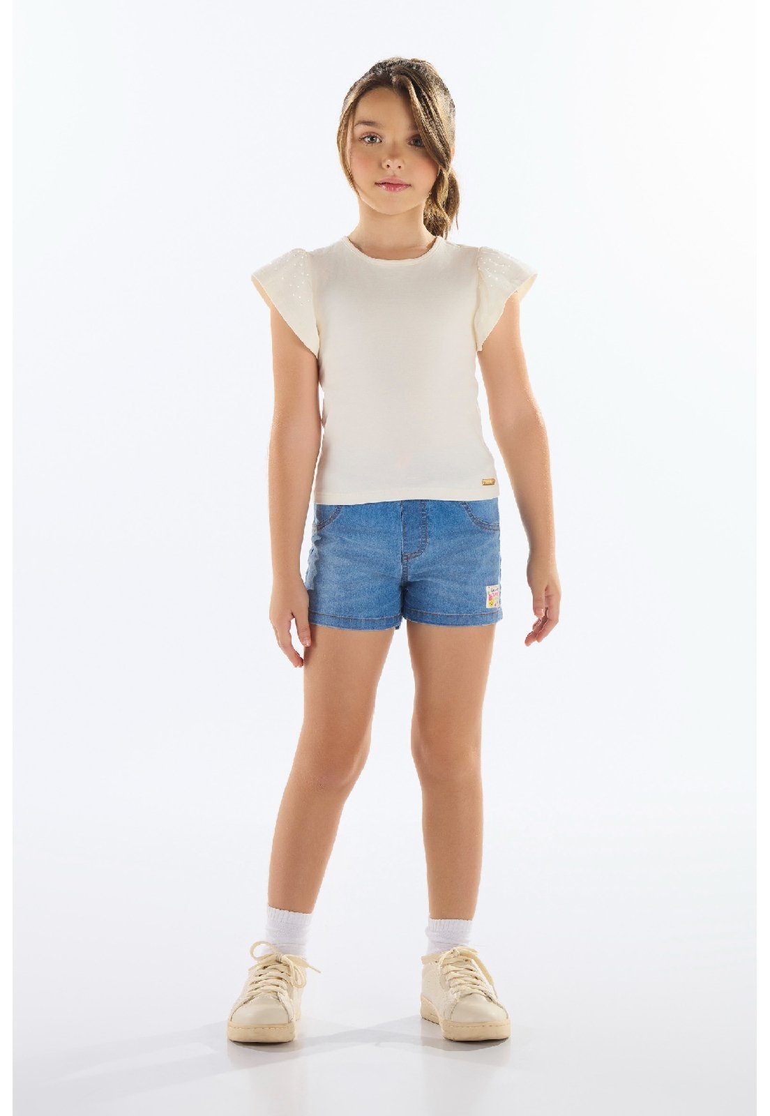Vista 2 Infantil - Blusa para Menina com Strass Quimby rosa Quimby rosa