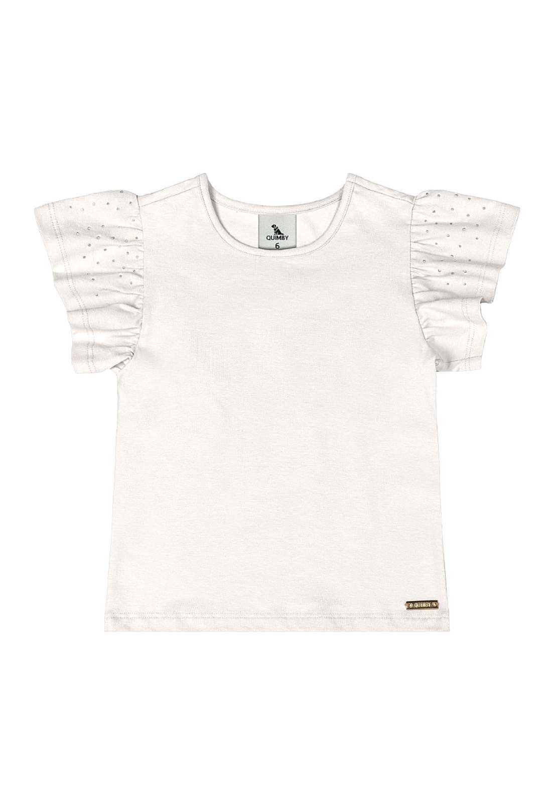 Vista 3 Infantil - Blusa para Menina com Strass Quimby rosa Quimby rosa