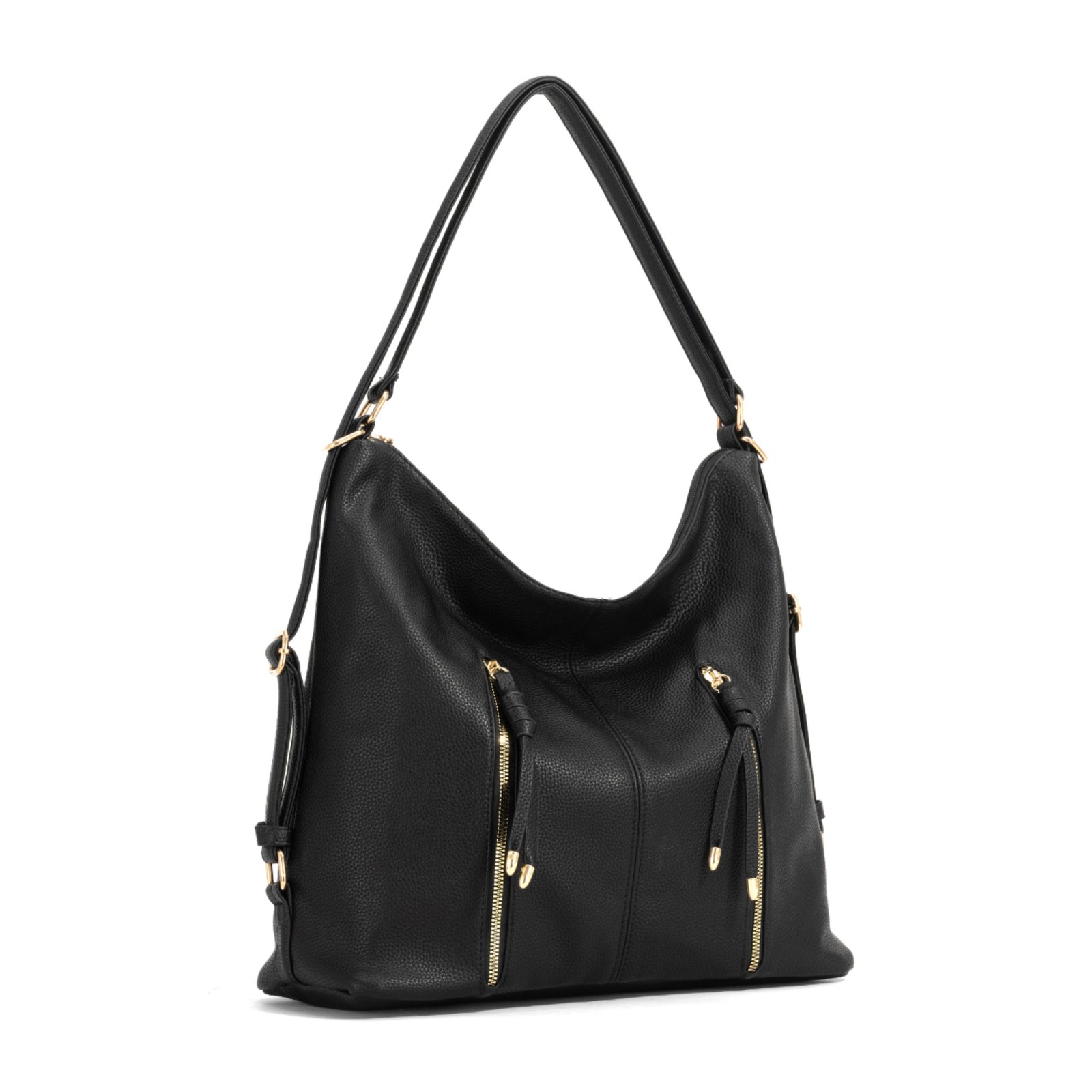 Bolsa Sacola Couro Grande Transversal De Ombro Feminina Espaçosa - Preto