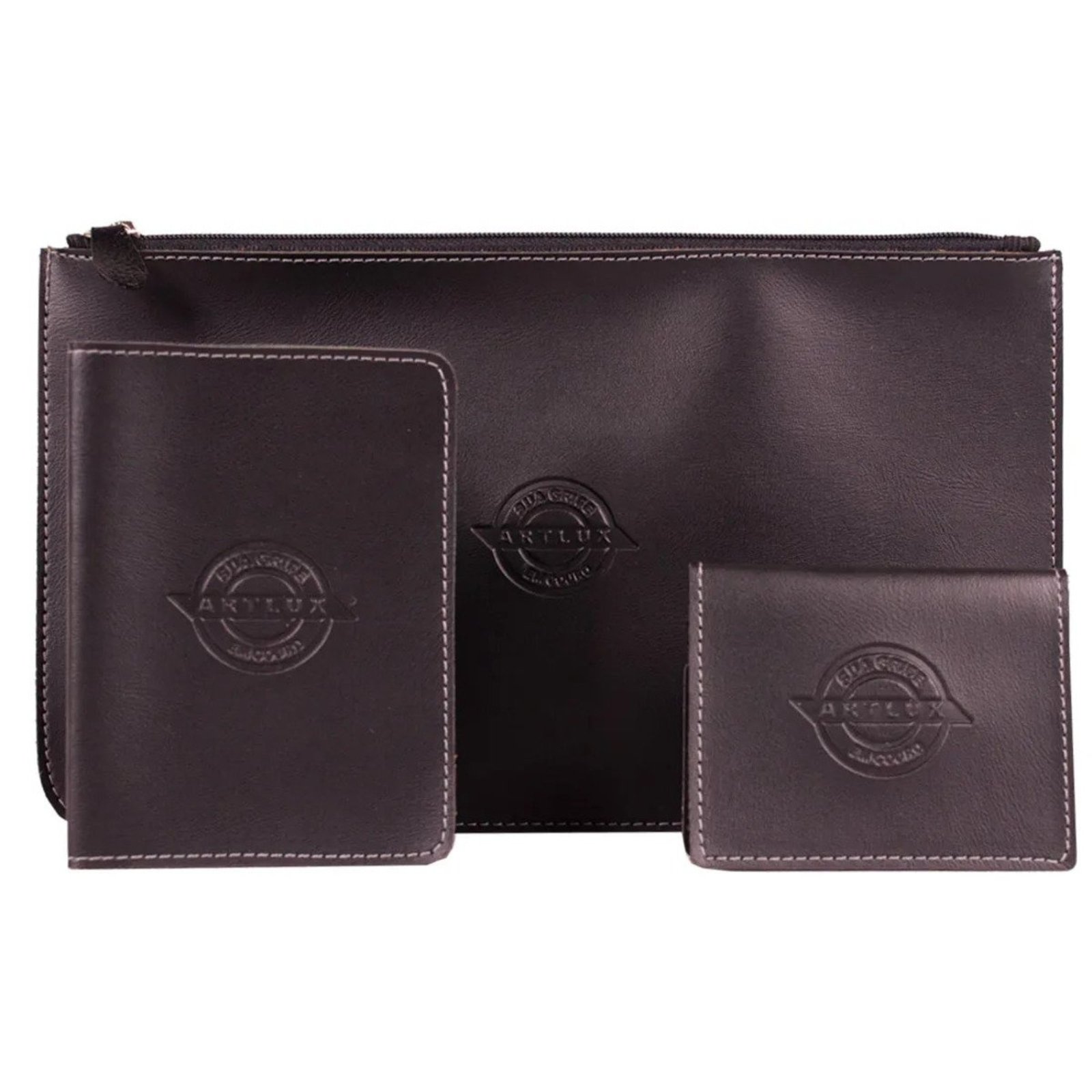 Kit 3 peças Porta Manual de Carro + Porta Documentos + Mini Carteira K956 Preto