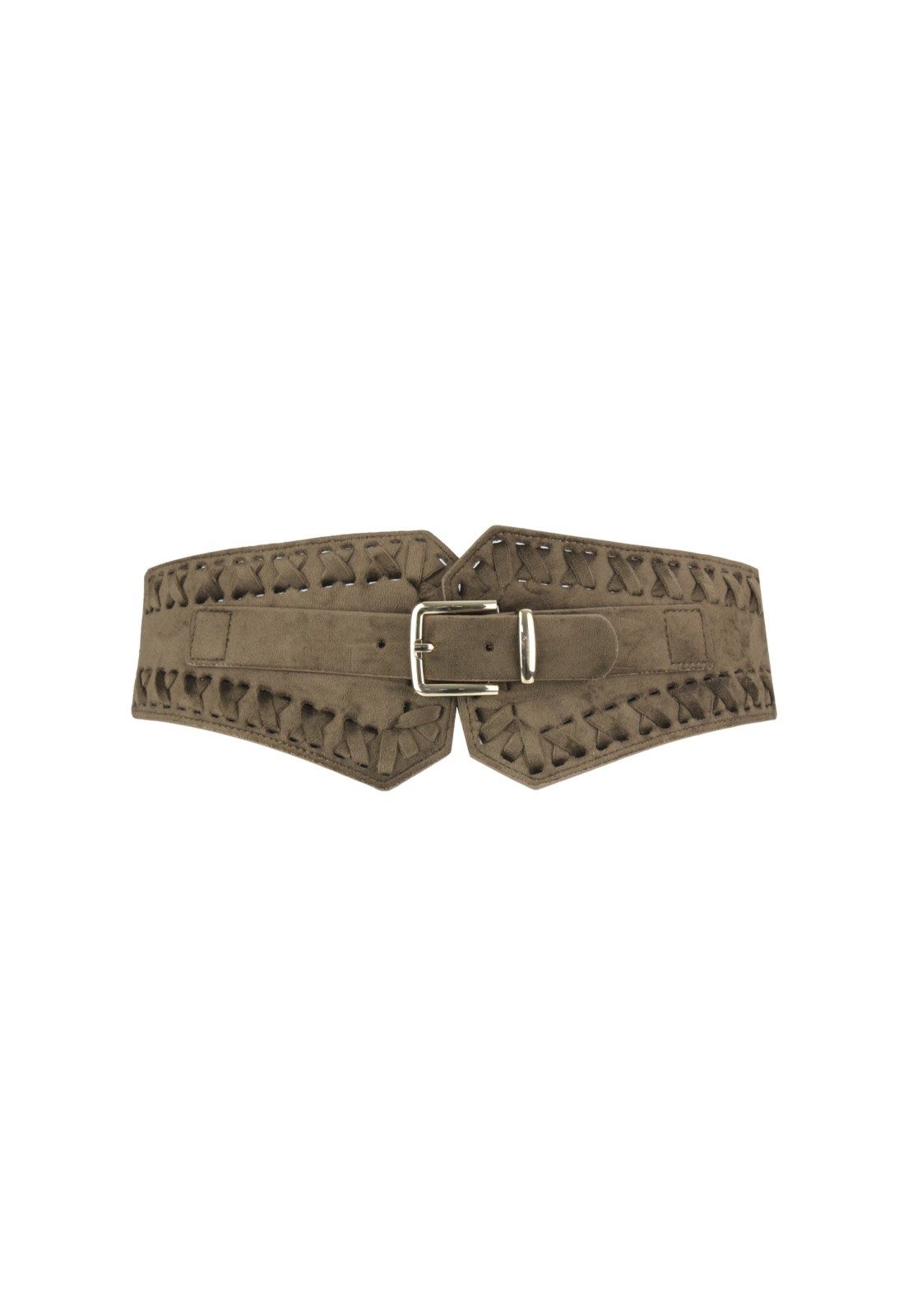 Cinto Nua Duza Corset Largo Trançado Marrom