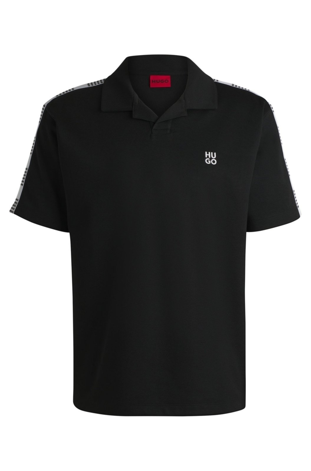 Vista 2 Camisa Polo De Algodão Com Fita Xadrez preto preto