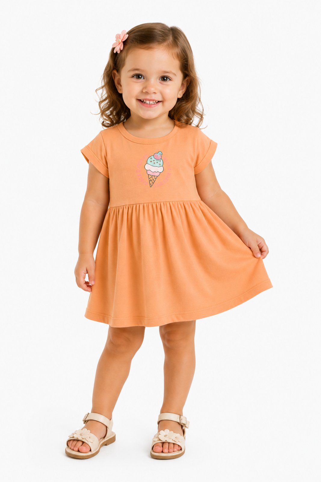 Infantil - Vestido D Bell Outlet Fashion Sorvete Laranja