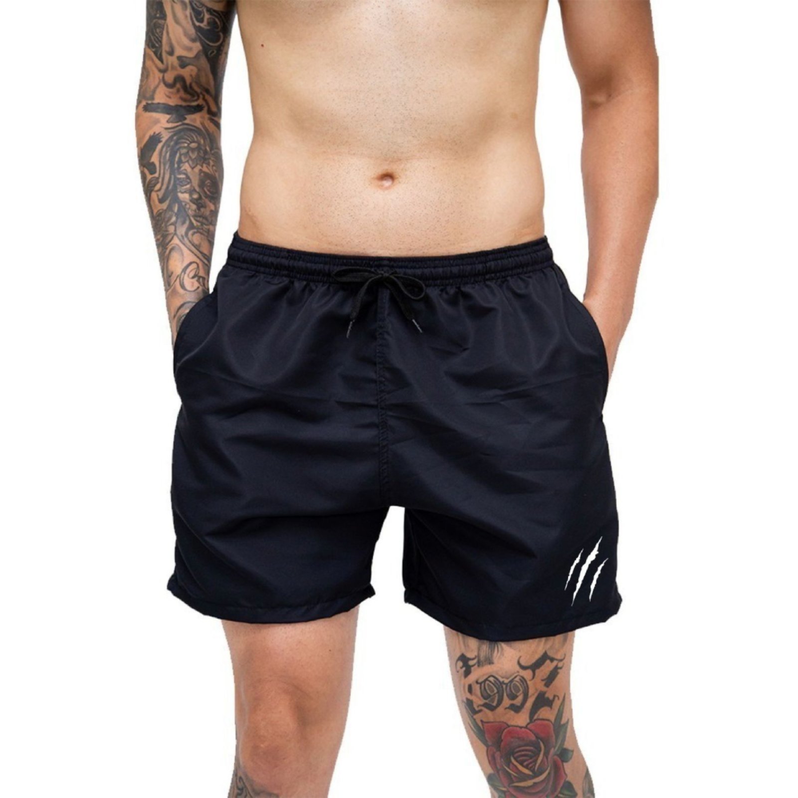 Short Bermuda Tactel Shorts Masculino Mauricinho Academia Treino Preto