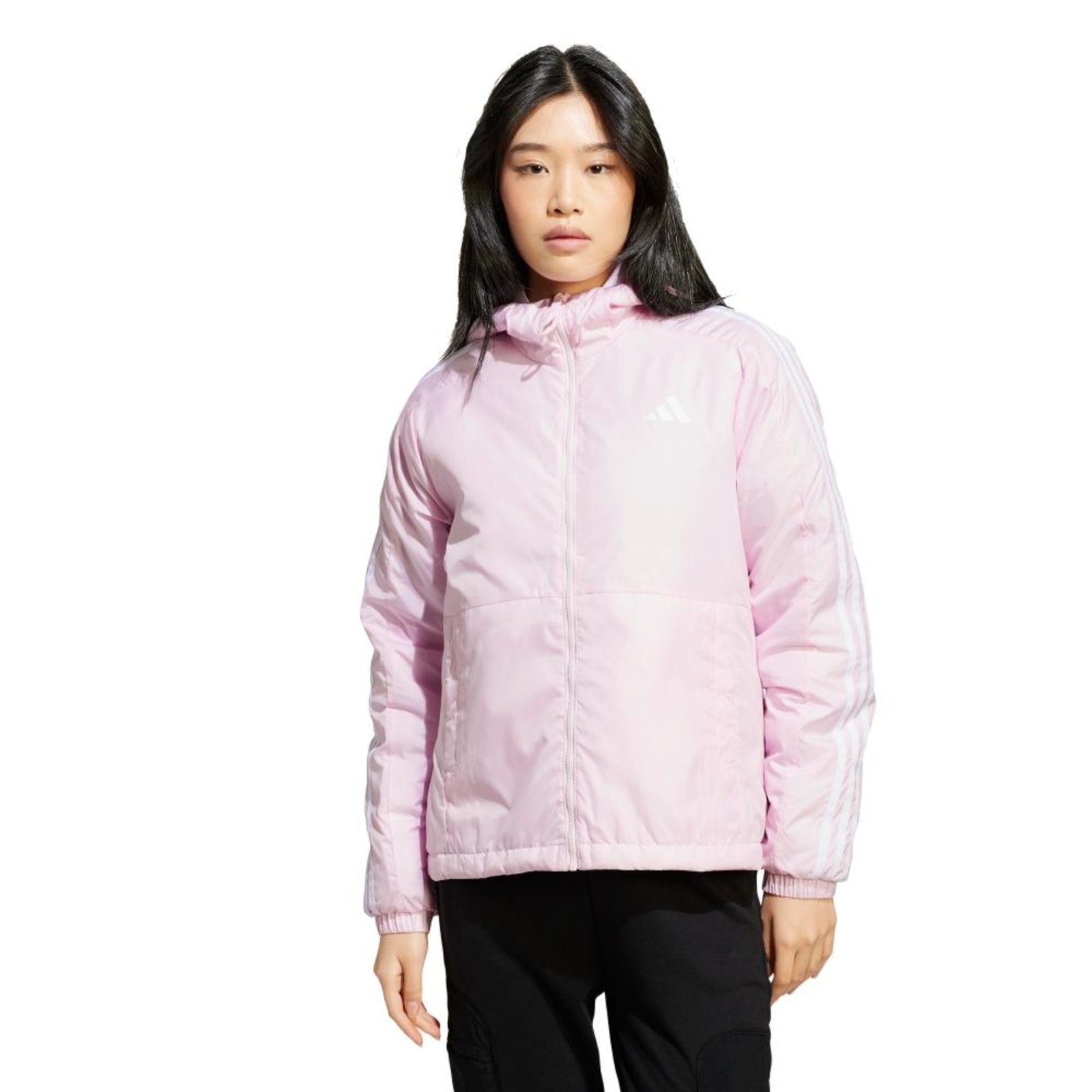 Jaqueta Capuz Isolamento Essentials Três Listras adidas Sportswear Rosa