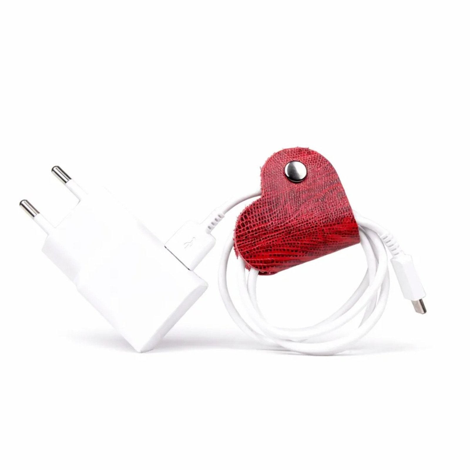 Organizador de Cabos em Couro Coração Artlux Kit com 3 Unidades K574 Vermelho