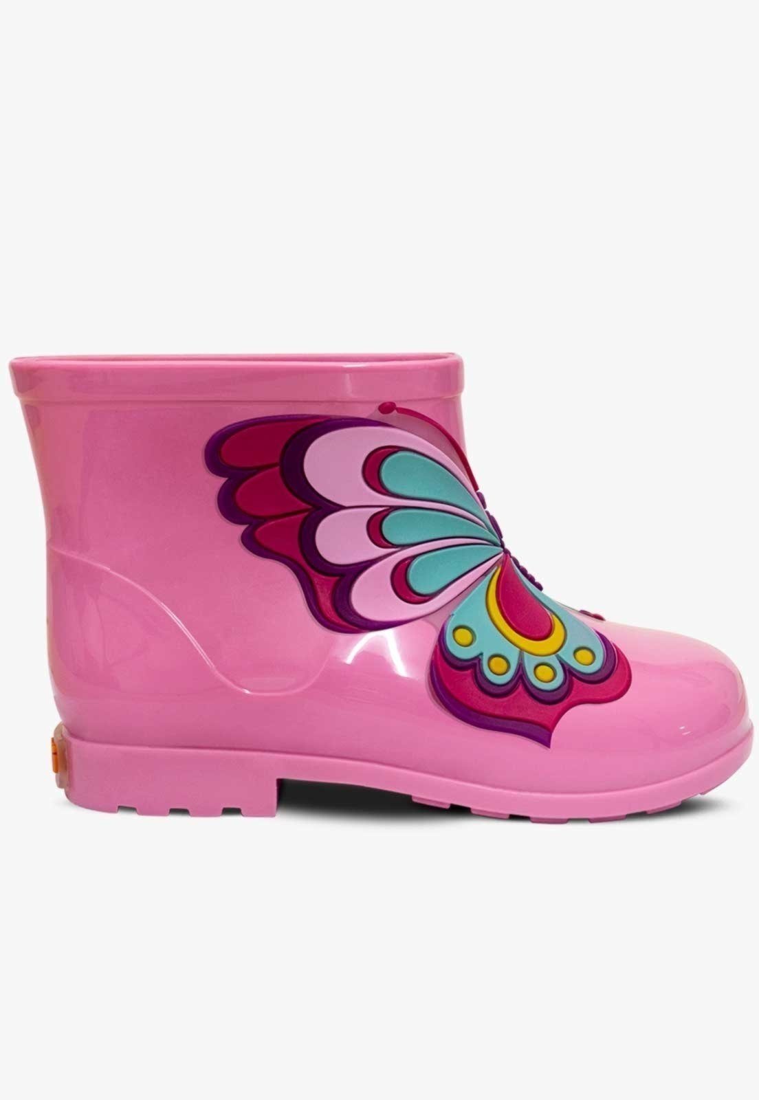 Vista 3 Infantil - Bota Galocha Cano Baixo Pópidi Menina Borboleta Pópidí rosa