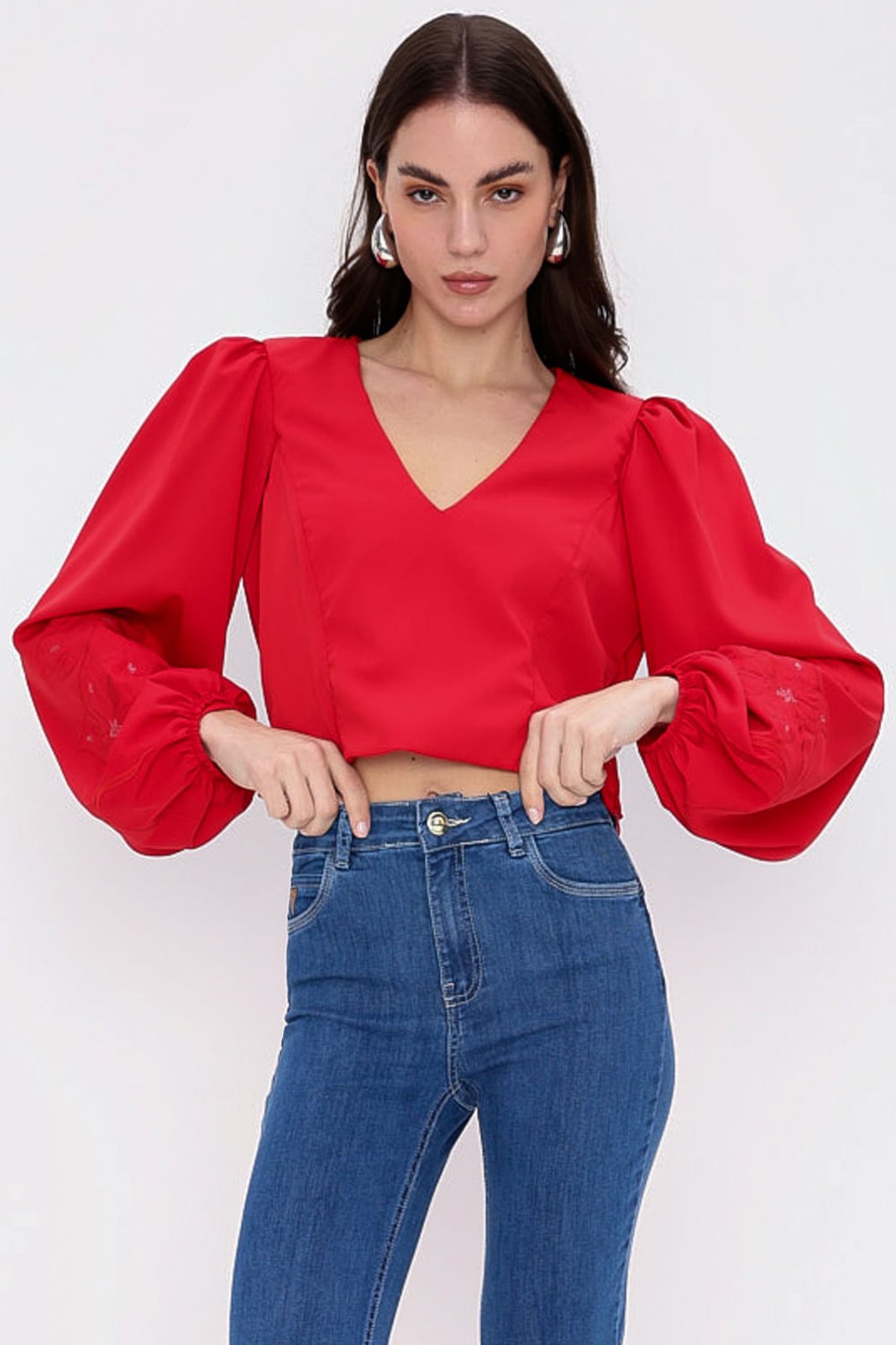 CROPPED FLOWER NIGHT RED Gatabakana
