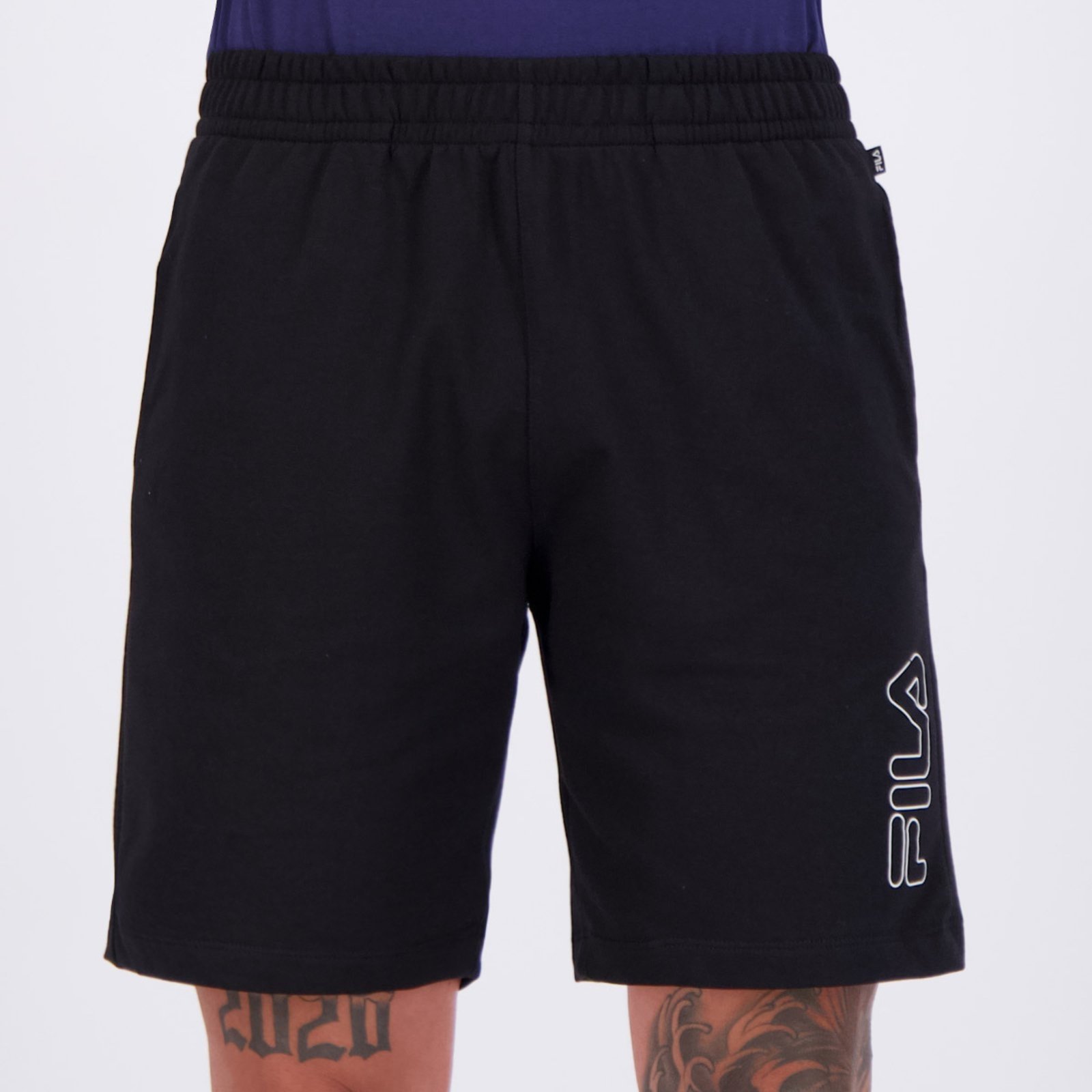 Bermuda Fila Outline Light Preta e Branca