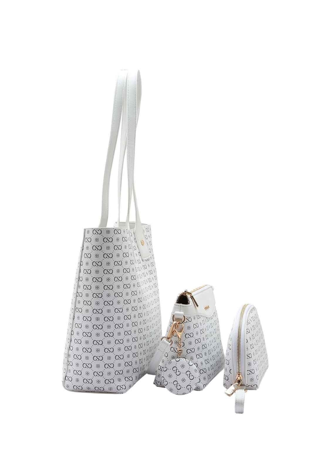 Vista 3 Bolsa Feminina Chenson Original Elegance Luxo Kit 3 peças Off-White 3485081 off-white white Chenson off-white white