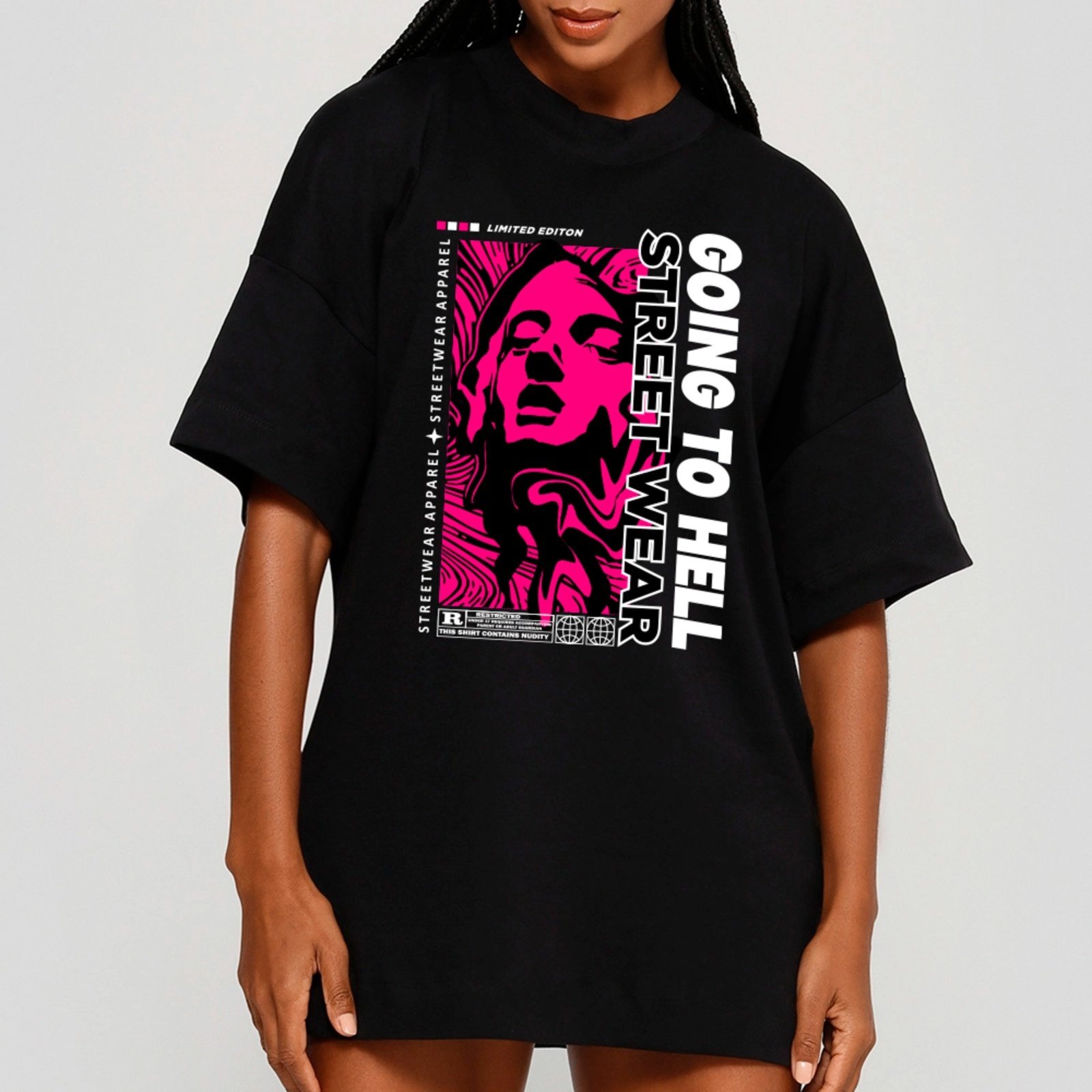 Camiseta Ousy Going To Hell Oversized Unissex Preto
