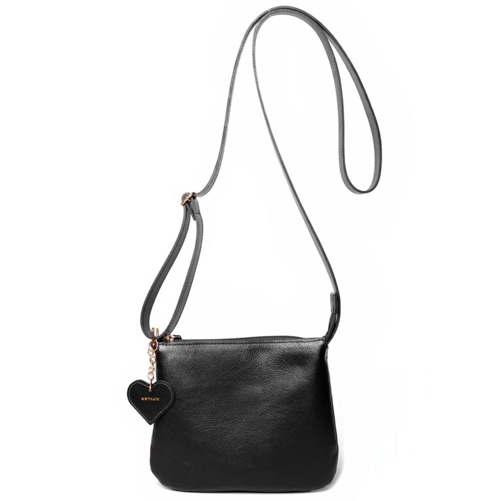 Bolsa Transversal em Couro Artlux Preto 9060