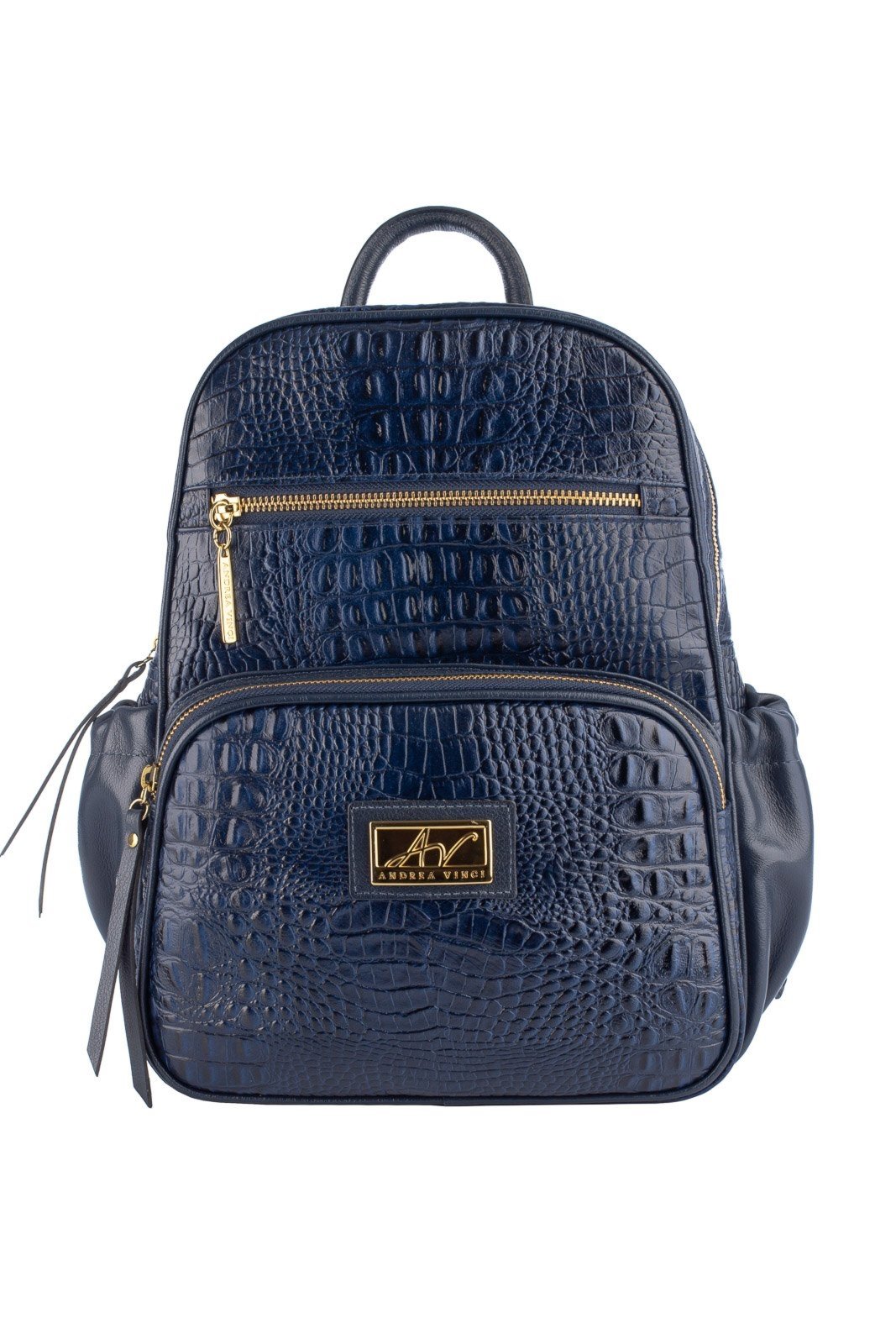 Mochila pequena de couro croco Zoey - Azul