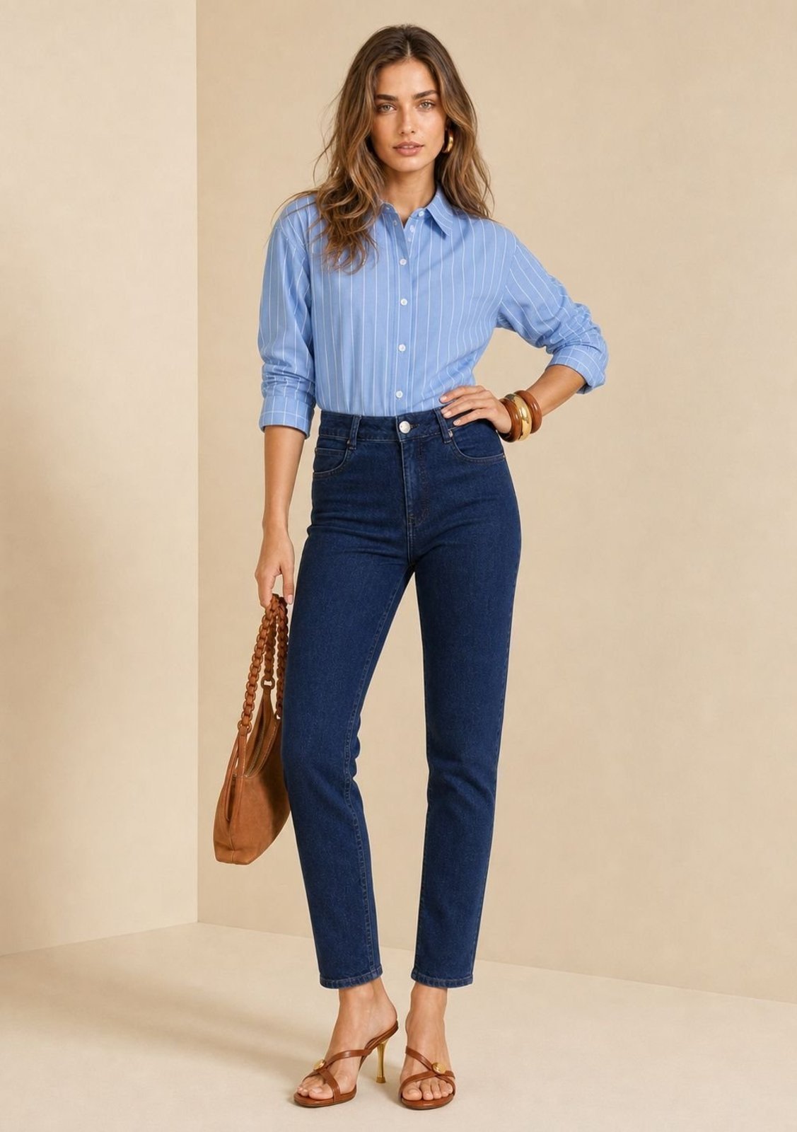 Calça Skinny Alta - Azul